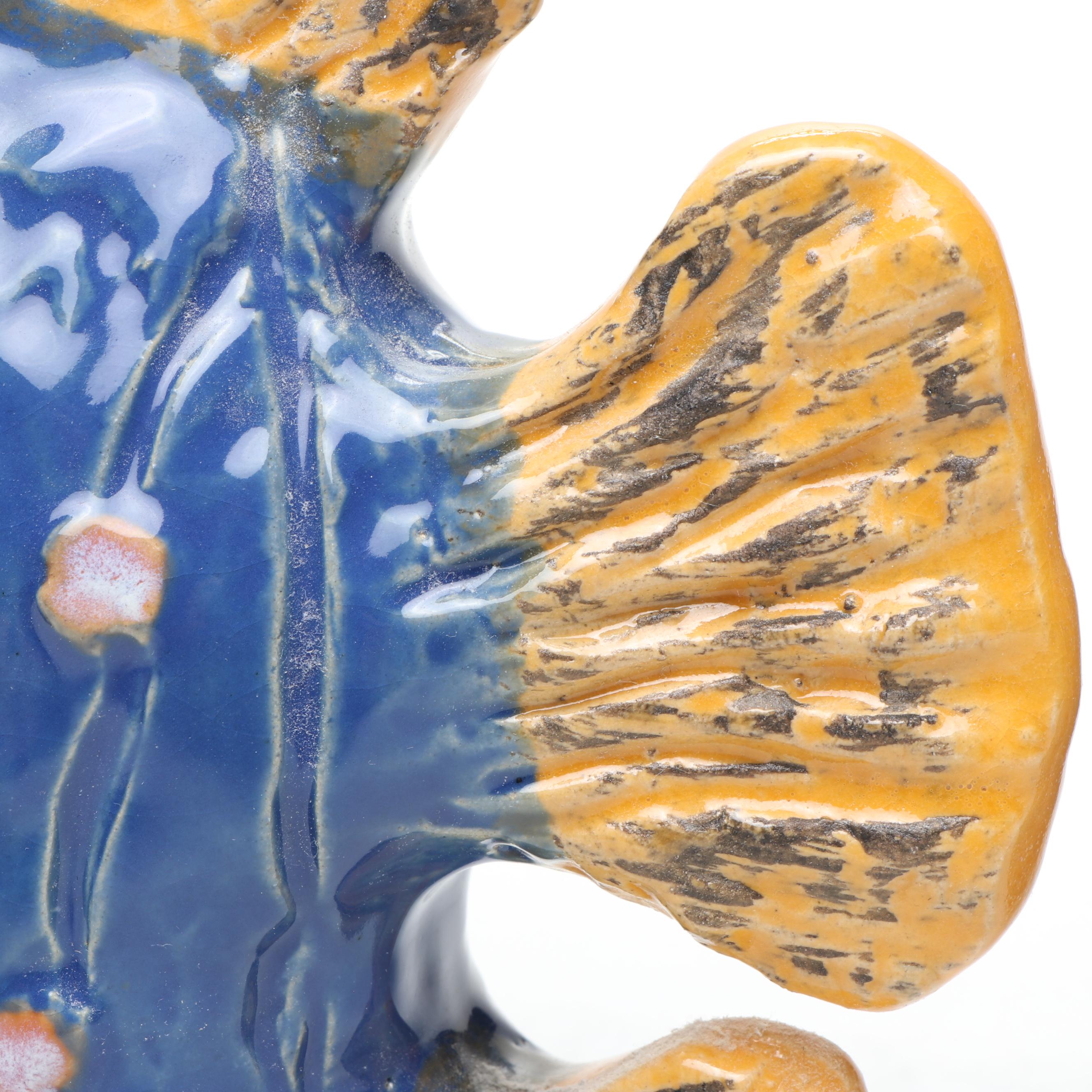 Blue and Yellow Ceramic Fish Bookends