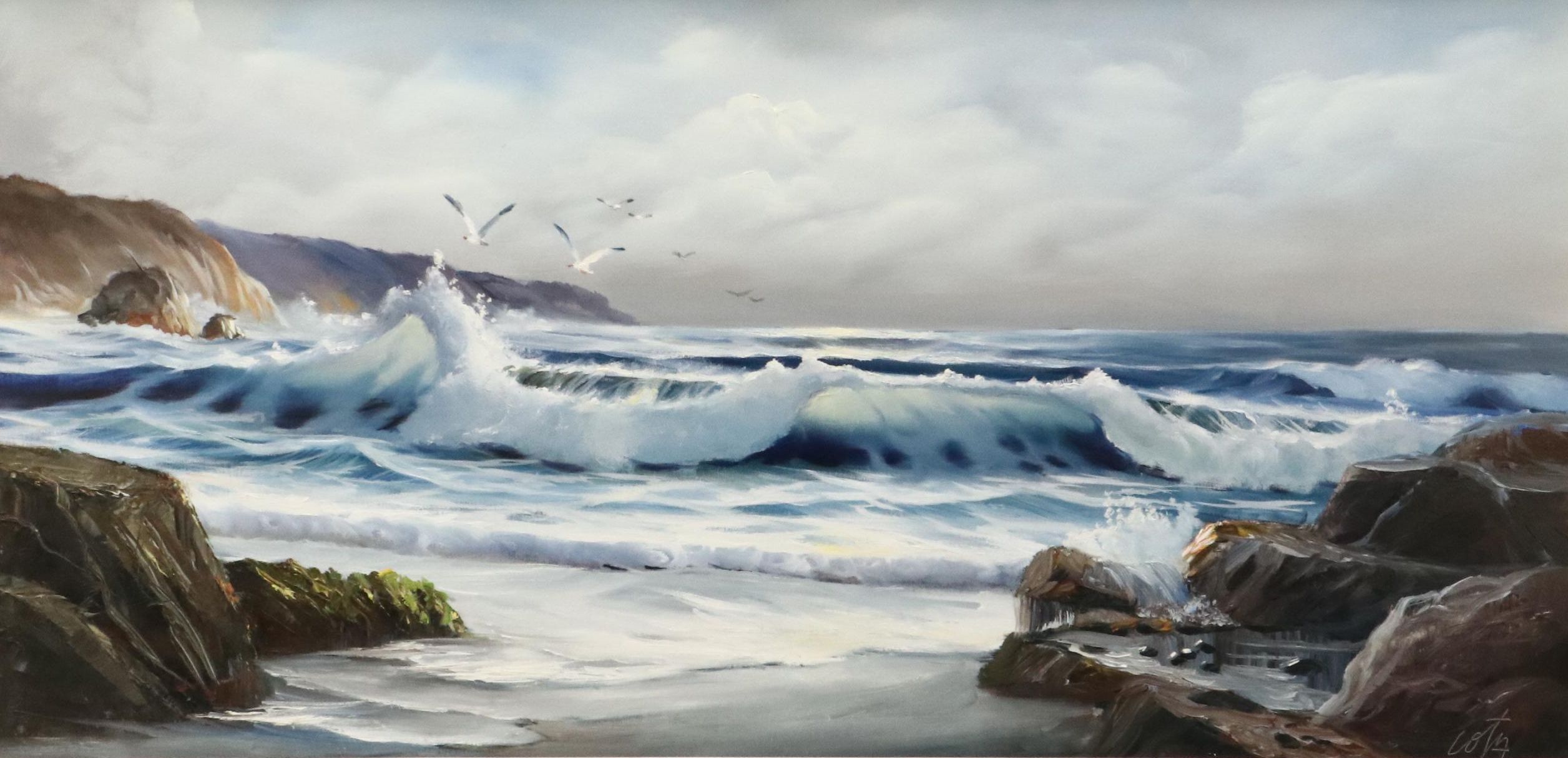 Joseph K. Cota Seascape Oil Painting. Mid to Late 20th Century