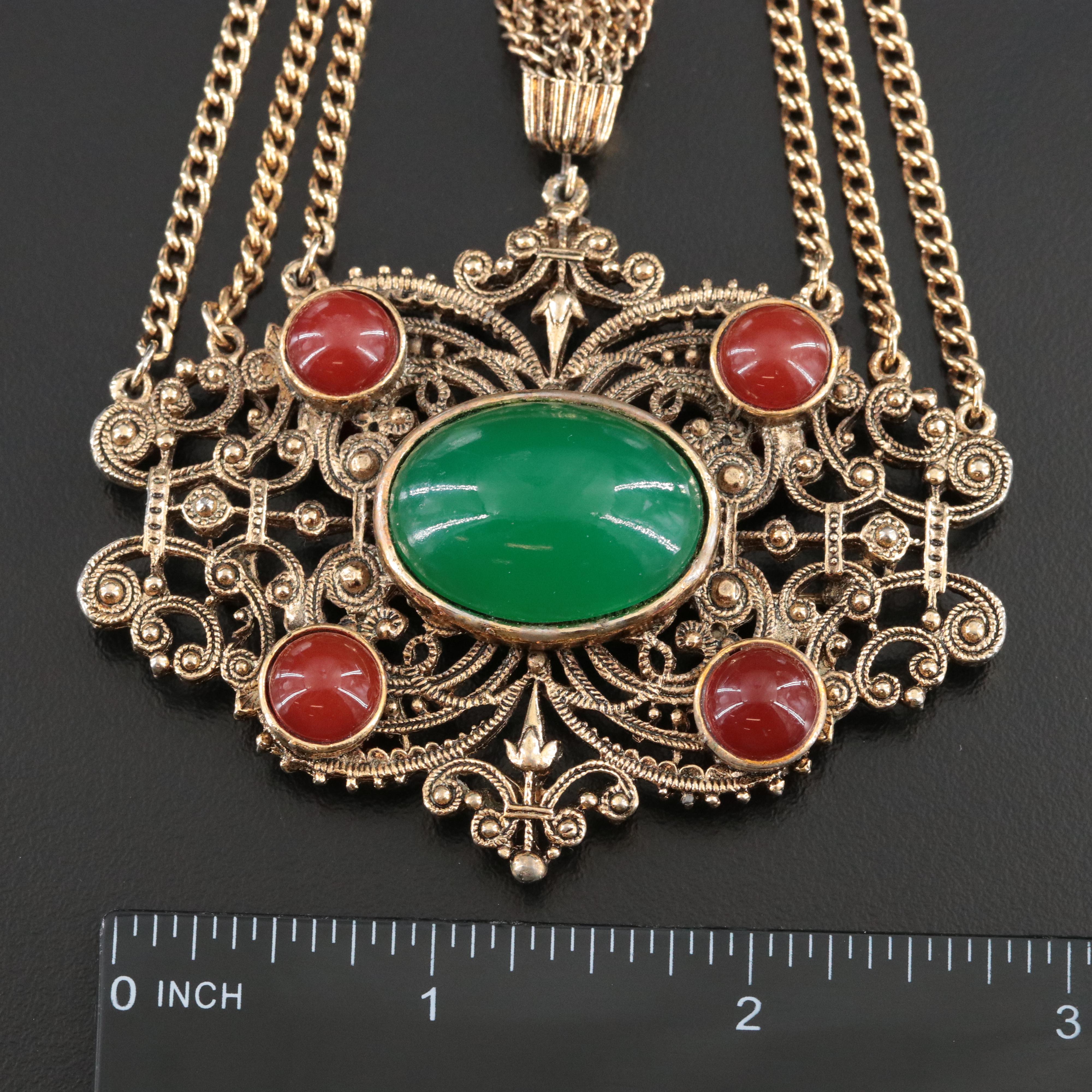 Scrollwork Glass Floral Brooch