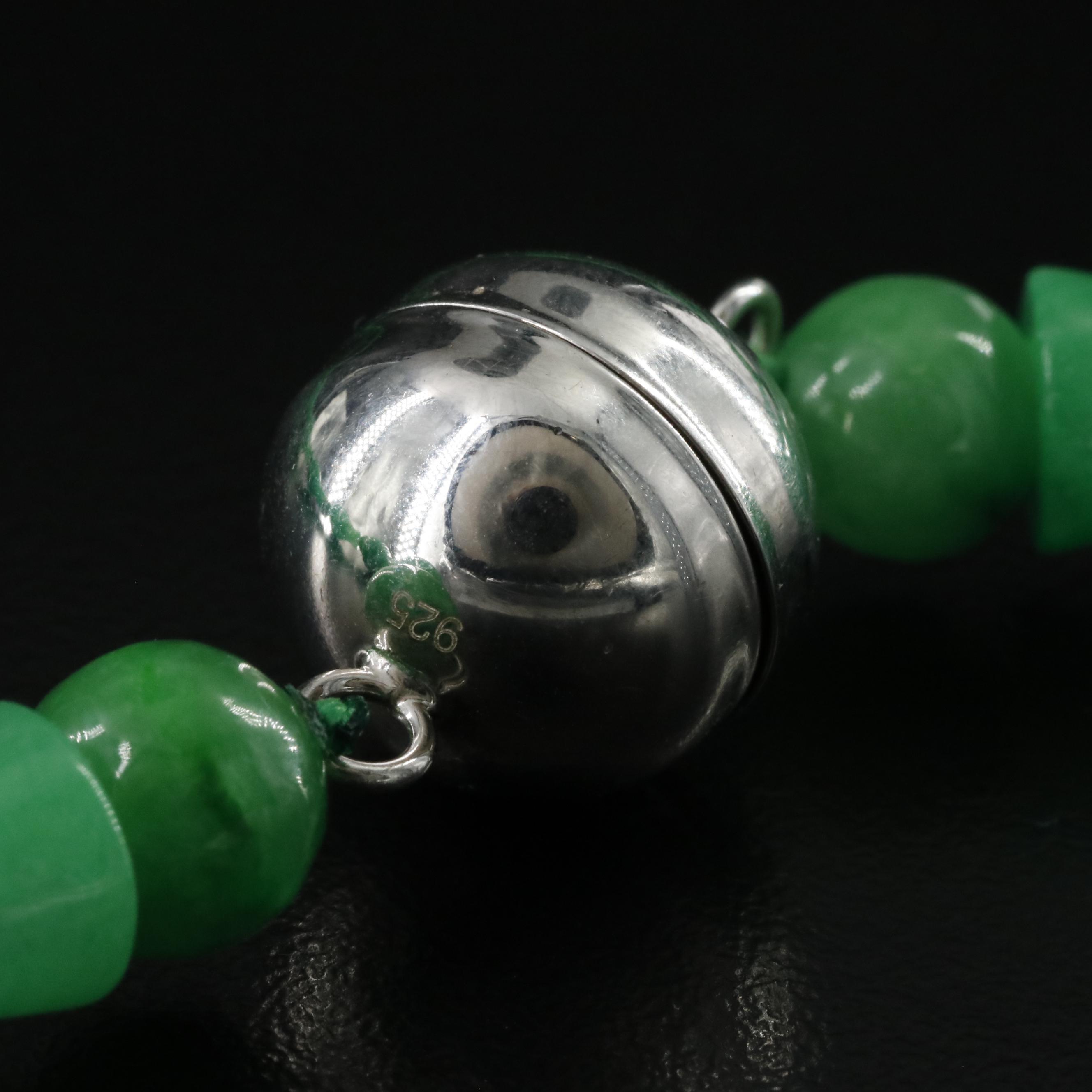 Carved Quartzite Bead Necklaces with Sterling Clasps