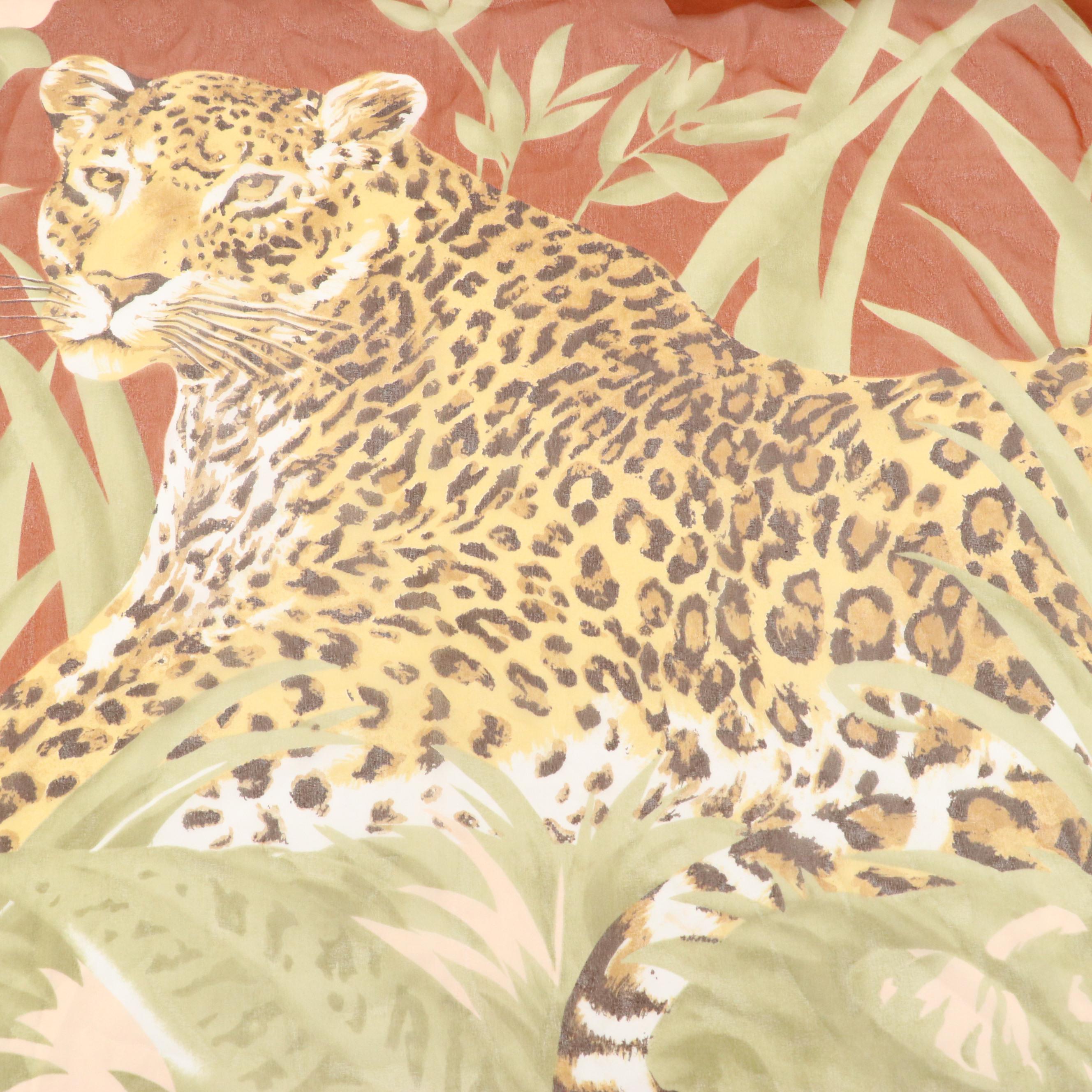 Unlabeled Salvatore Ferragamo Leopard Print Silk Shawl