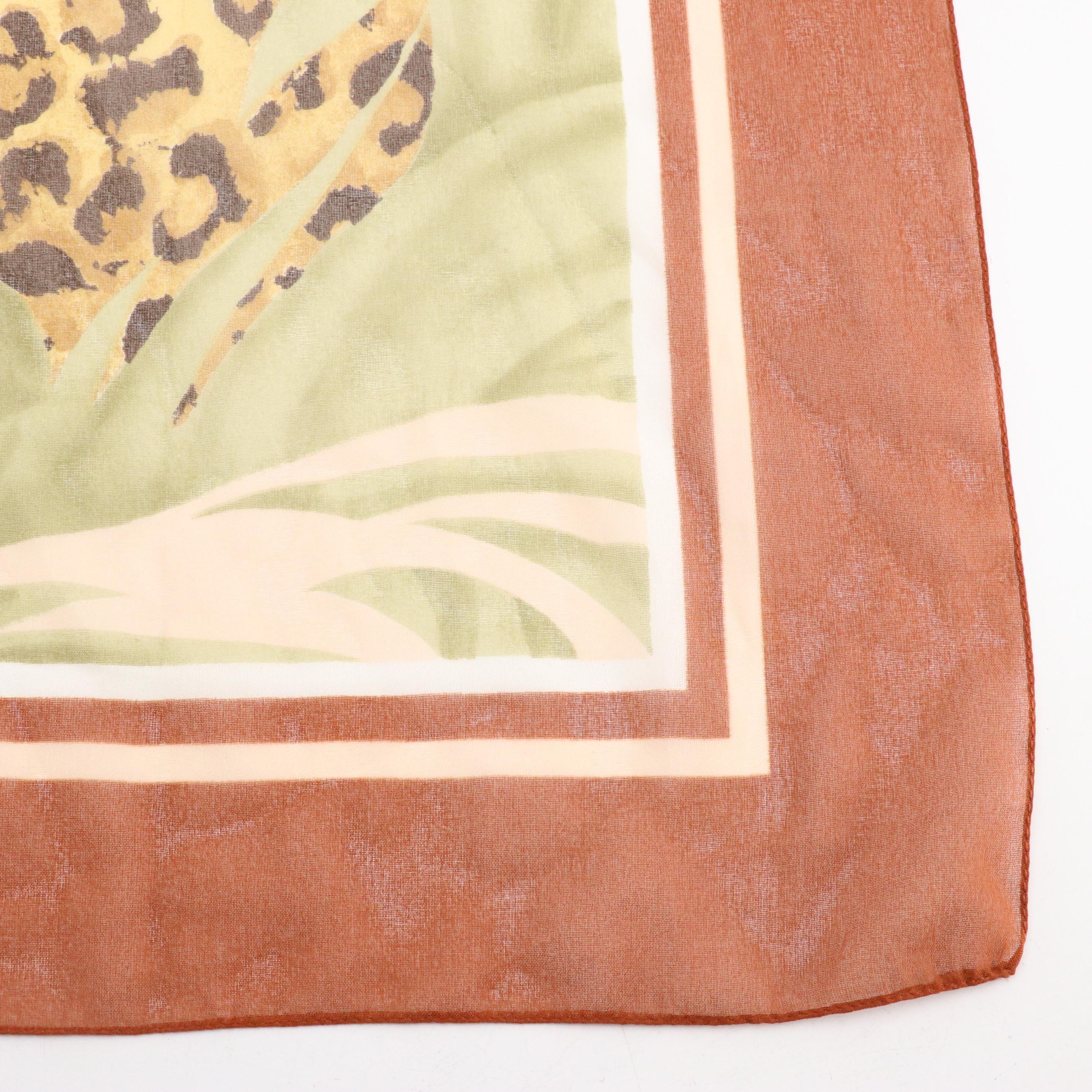 Unlabeled Salvatore Ferragamo Leopard Print Silk Shawl