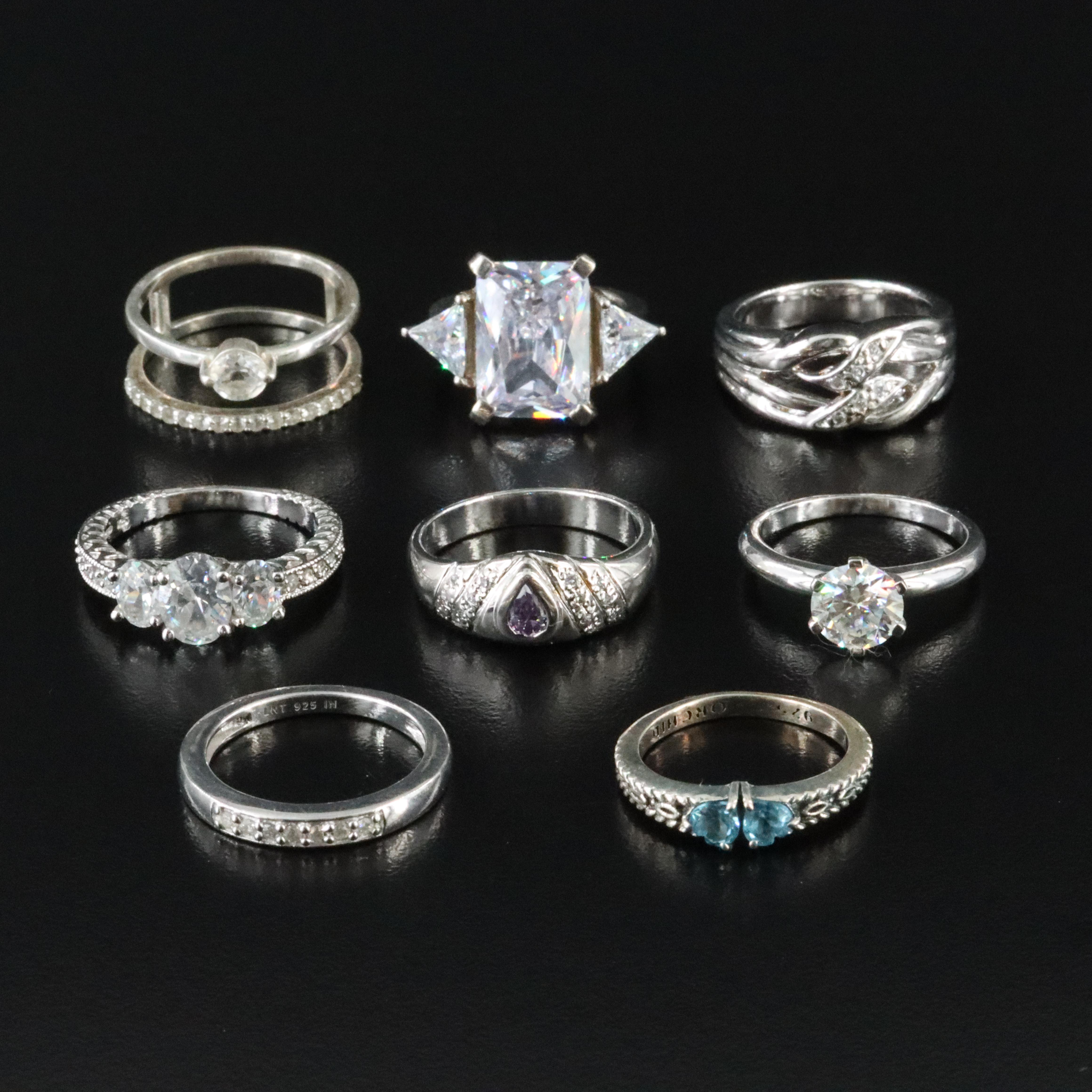Topaz, CZ and Diamonds Featured in Sterling Ring Selection