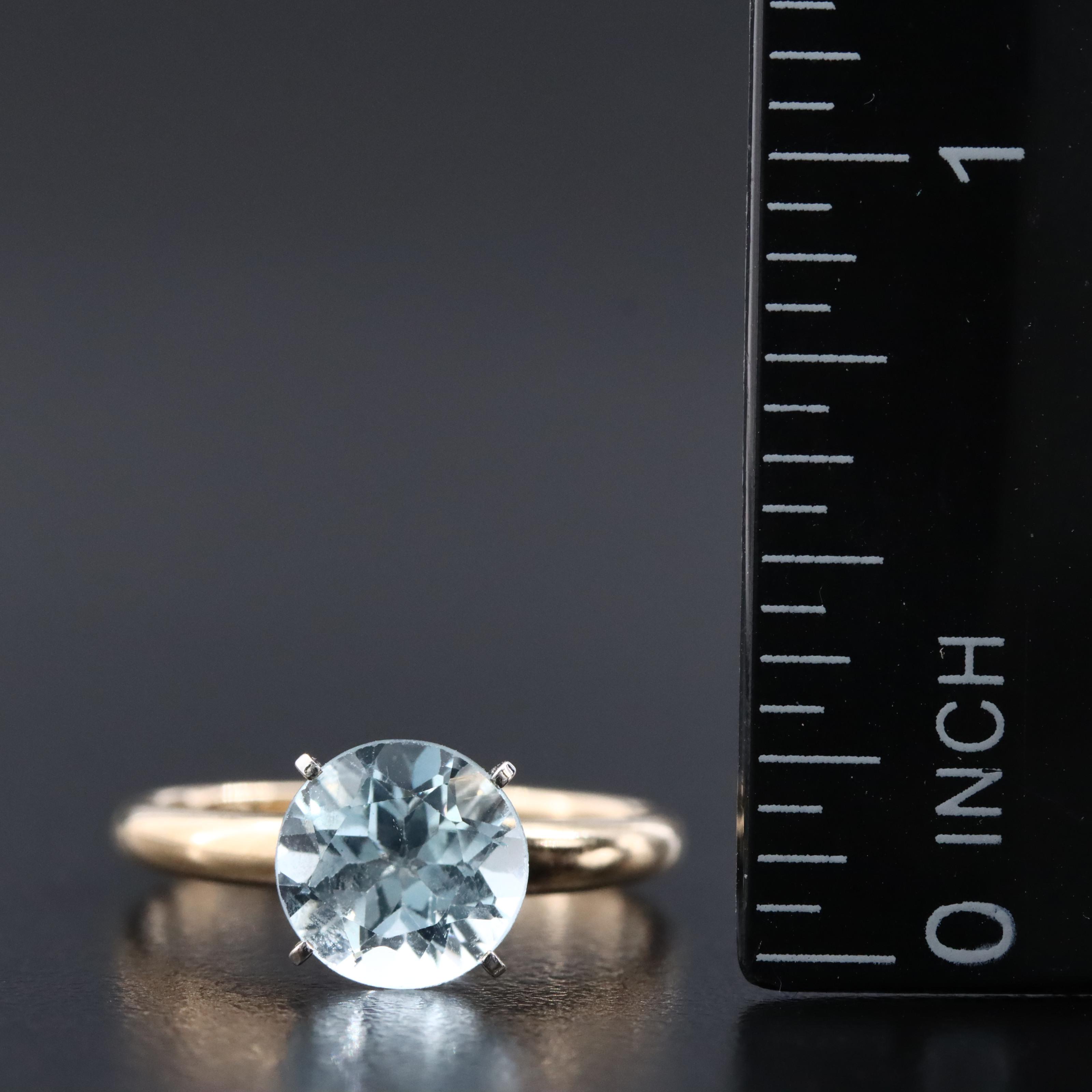 14K Blue Topaz Solitaire Ring