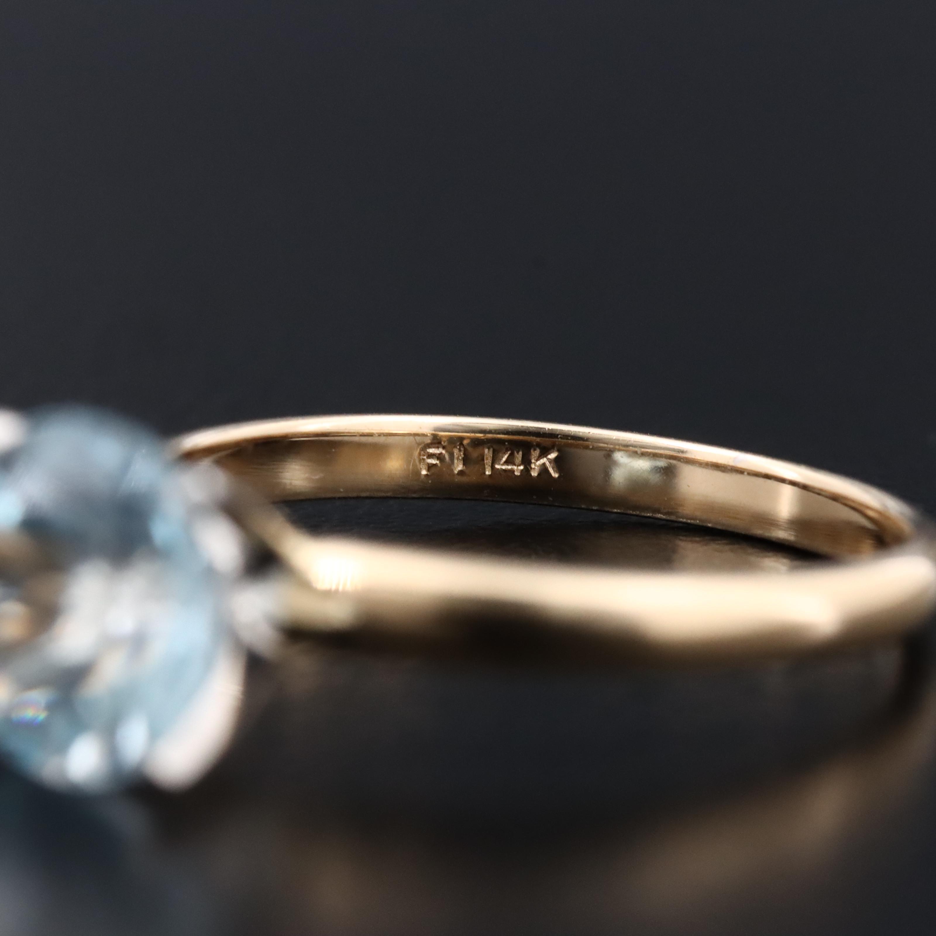 14K Blue Topaz Solitaire Ring