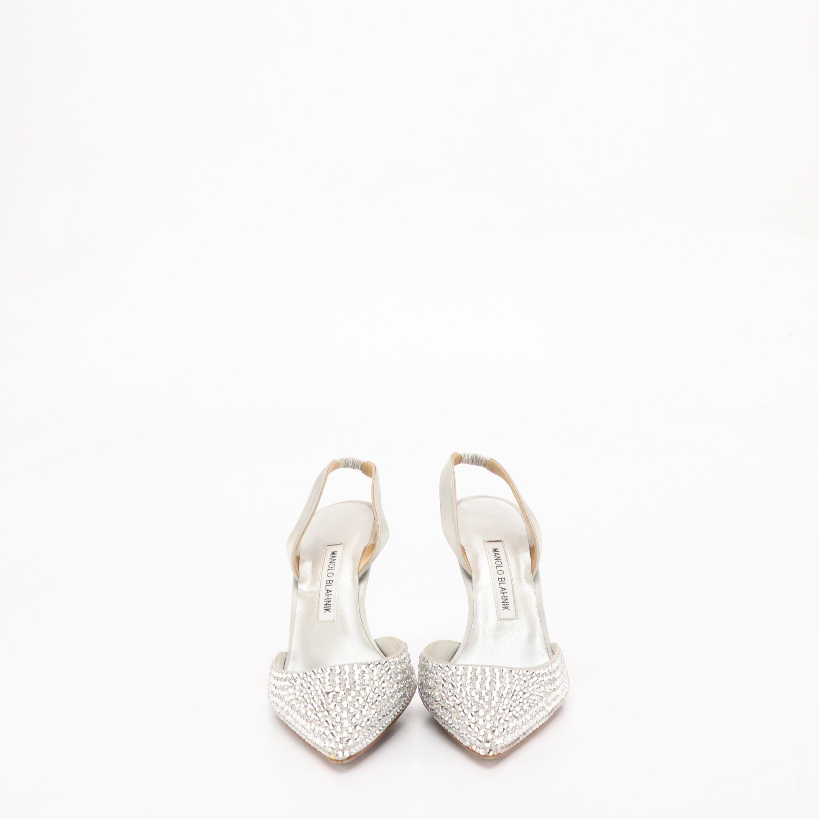 Malono Blahnik Rhinestone Embellished Pointed-Toe Slingbacks