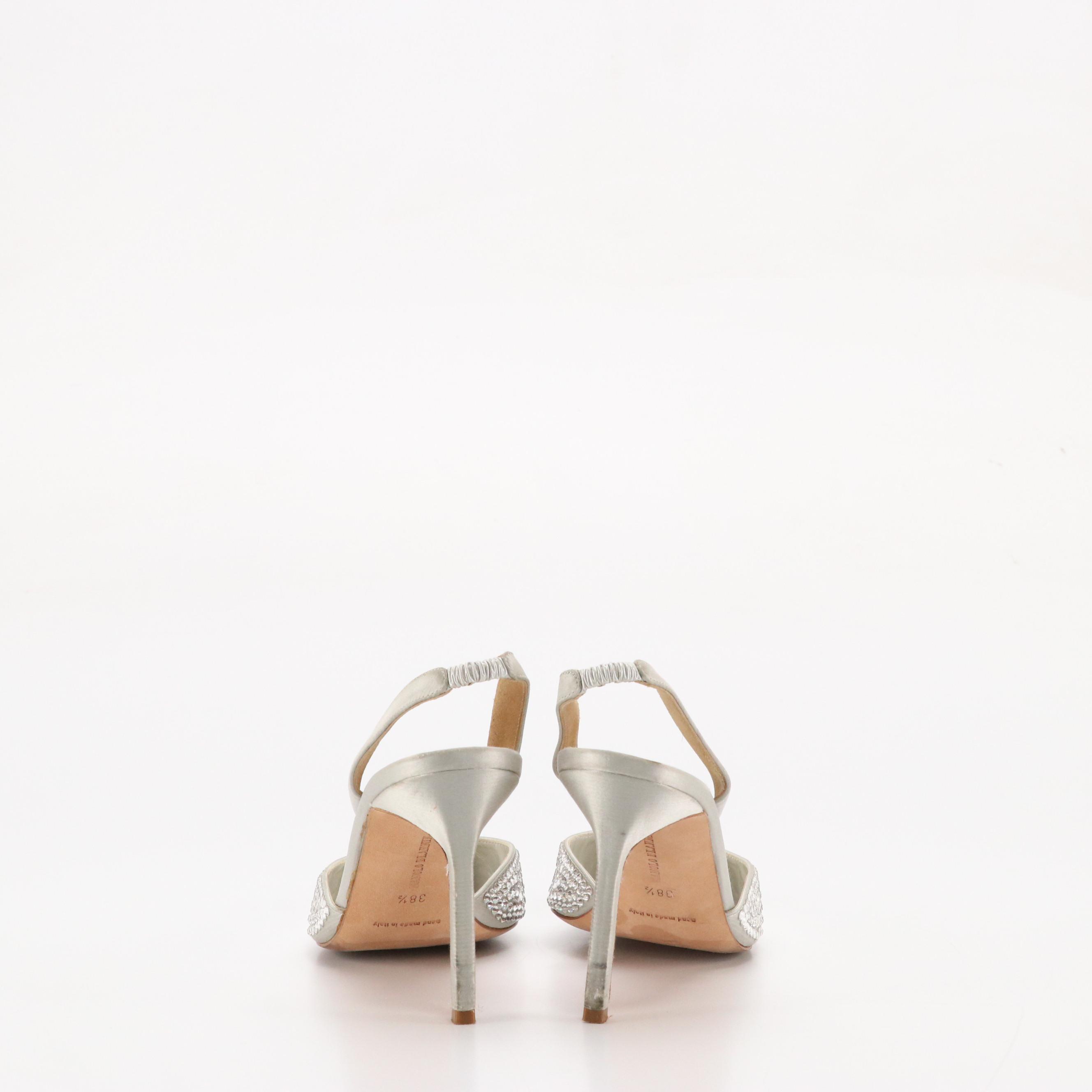 Malono Blahnik Rhinestone Embellished Pointed-Toe Slingbacks