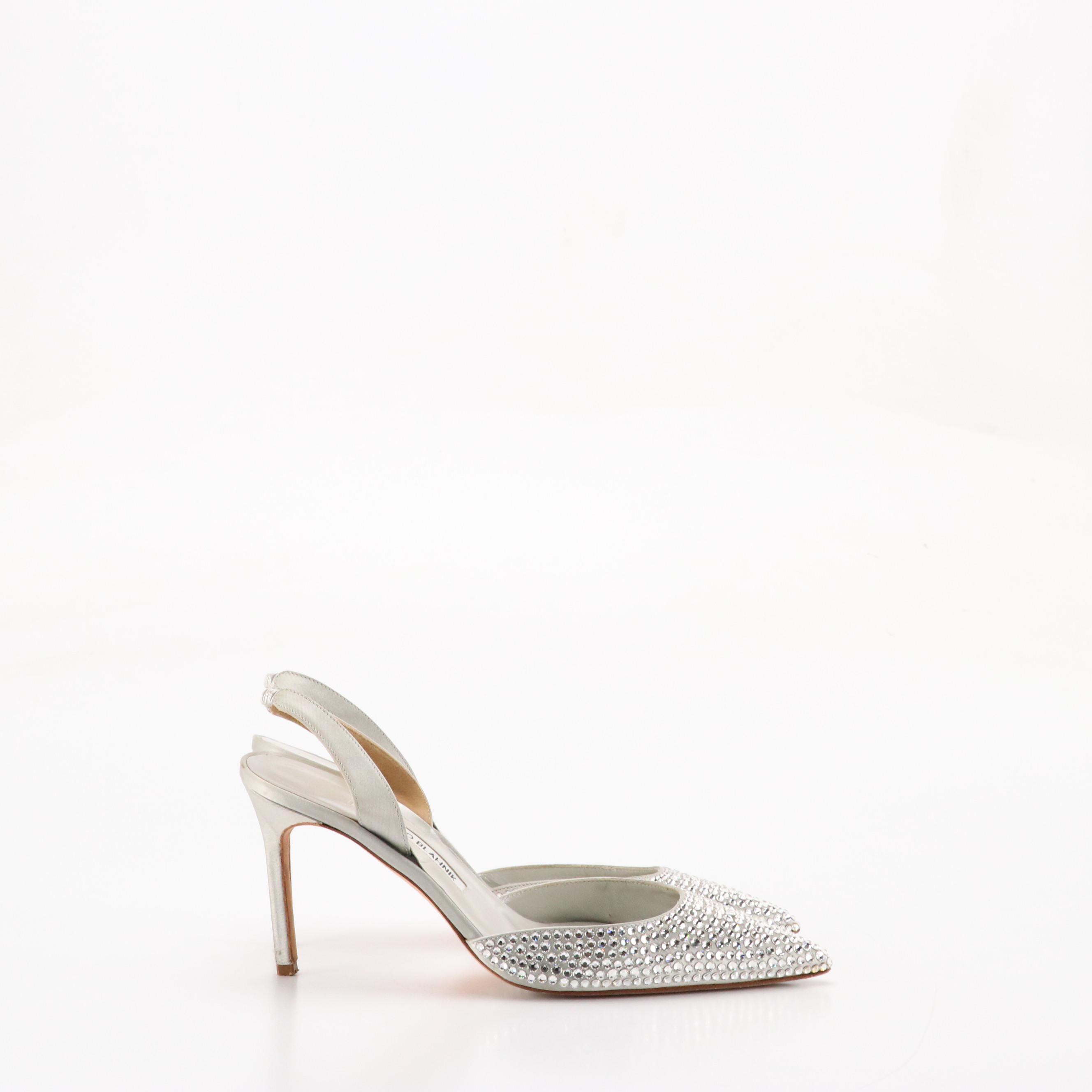 Malono Blahnik Rhinestone Embellished Pointed-Toe Slingbacks