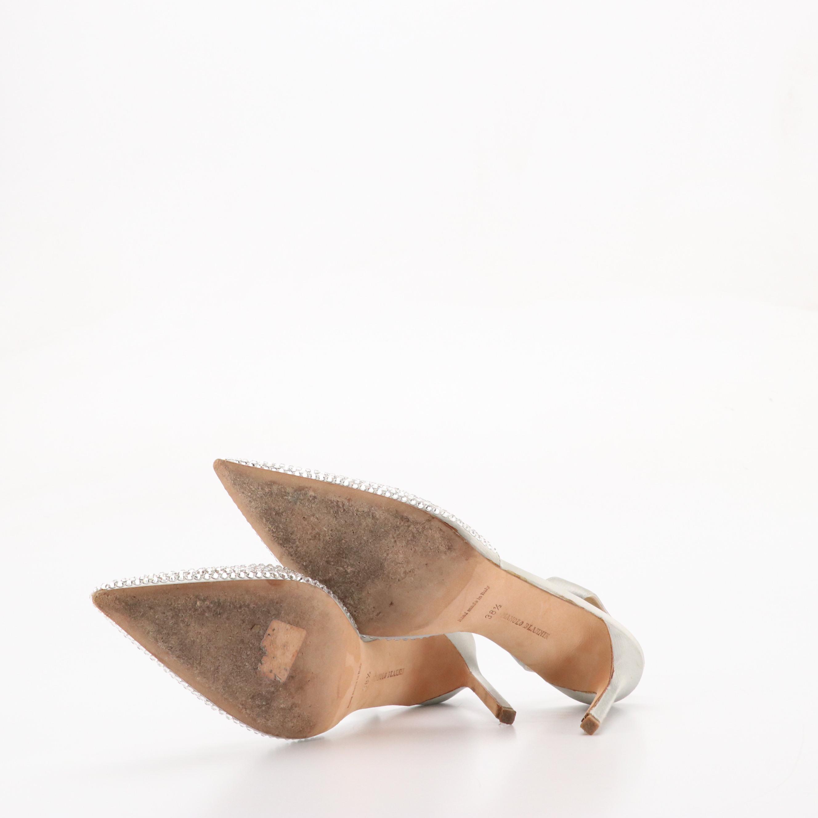 Malono Blahnik Rhinestone Embellished Pointed-Toe Slingbacks