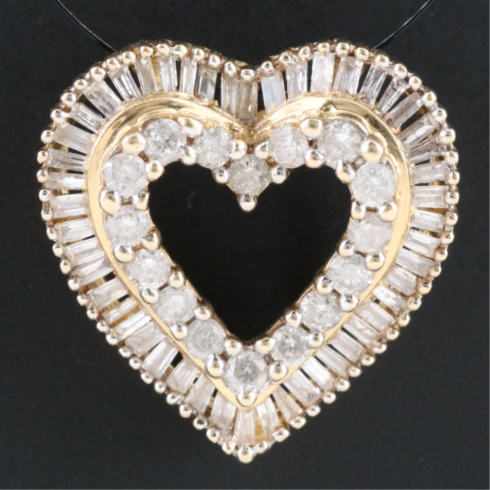 10K 0.68 CTW Diamond Heart Slide Pendant
