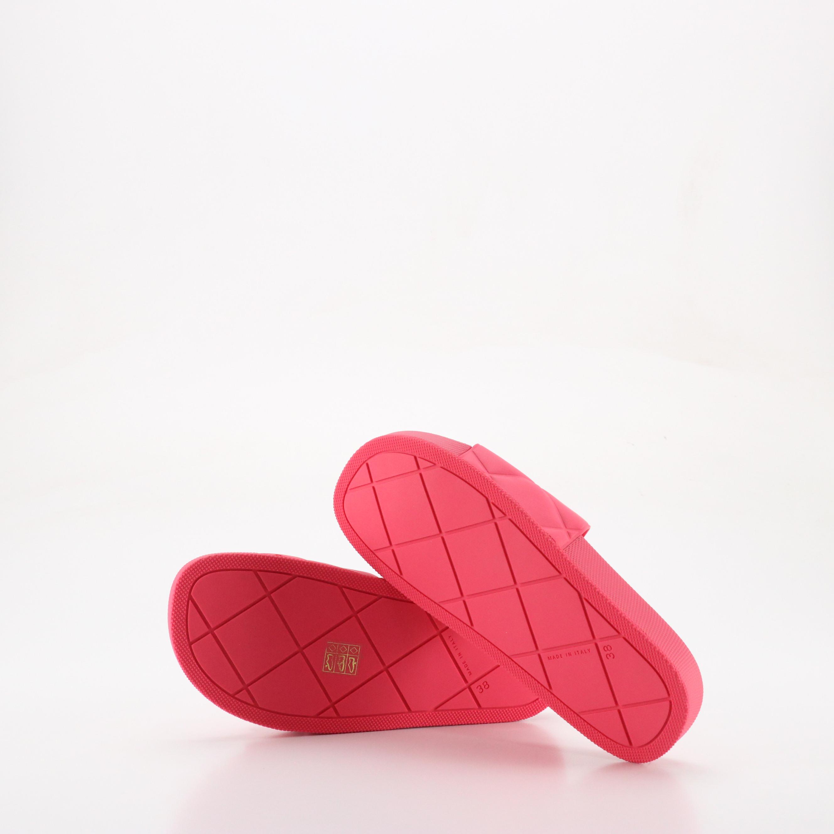 Bottega Veneta Pink Quilted Rubber Slides