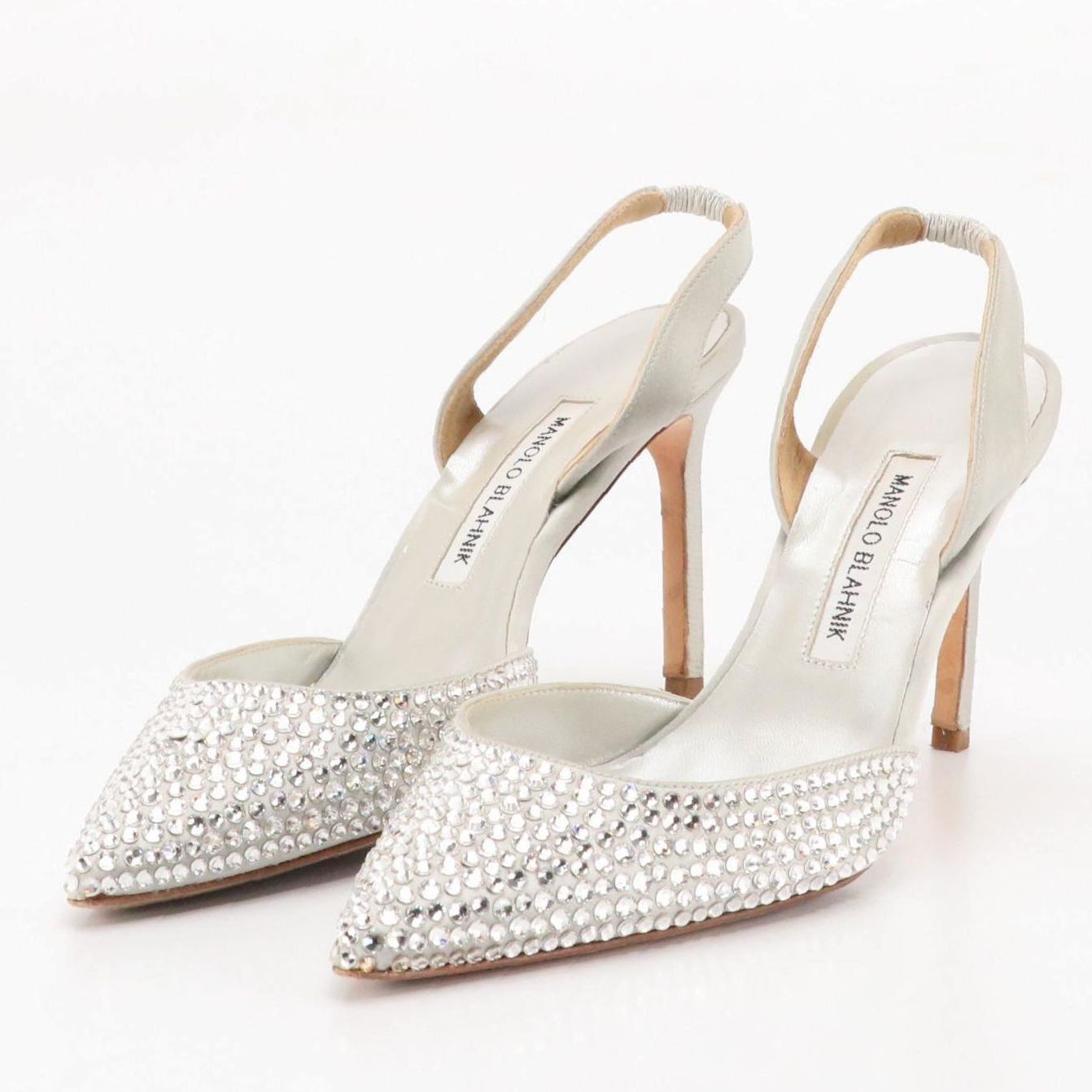 Malono Blahnik Rhinestone Embellished Pointed-Toe Slingbacks