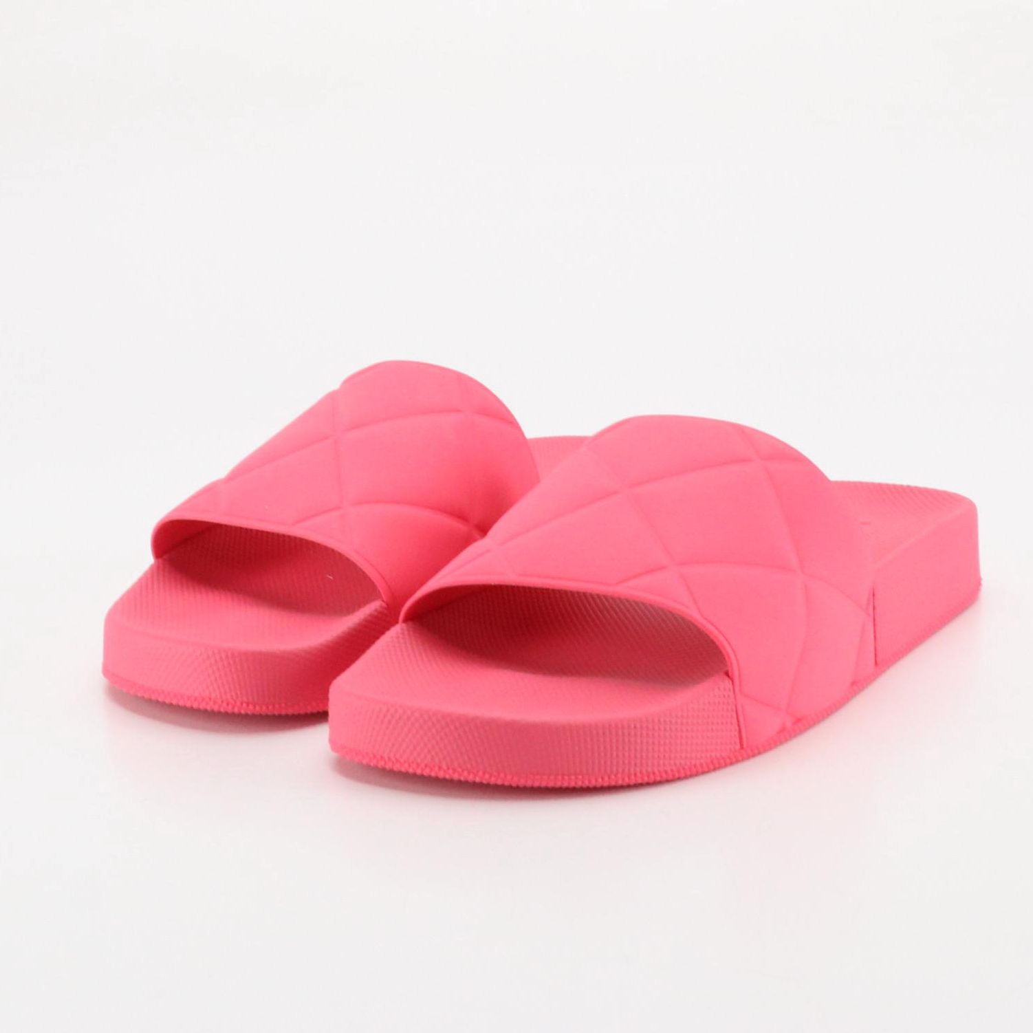 Bottega Veneta Pink Quilted Rubber Slides