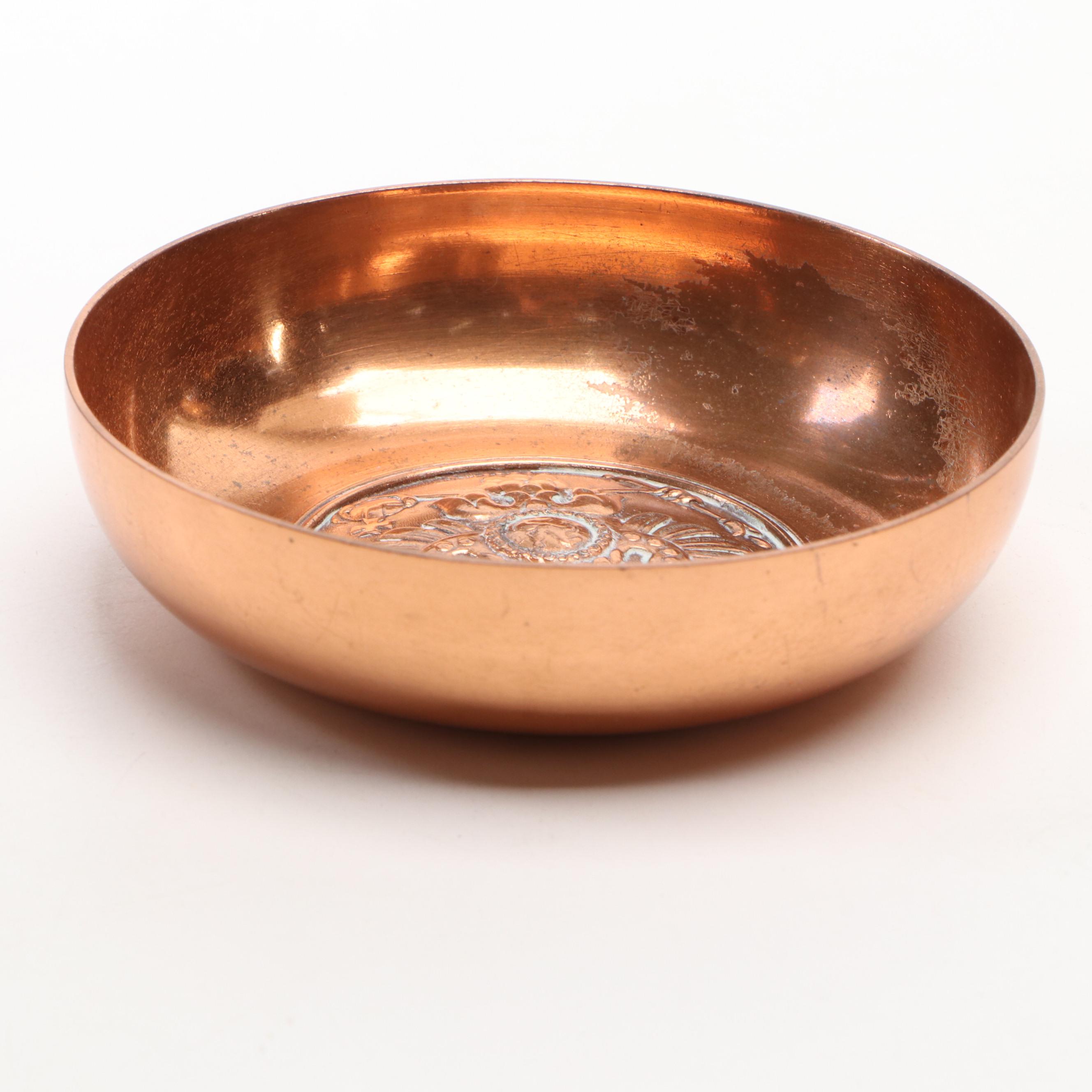 Russian Copper Dish and Tea Caddies with Other Décor