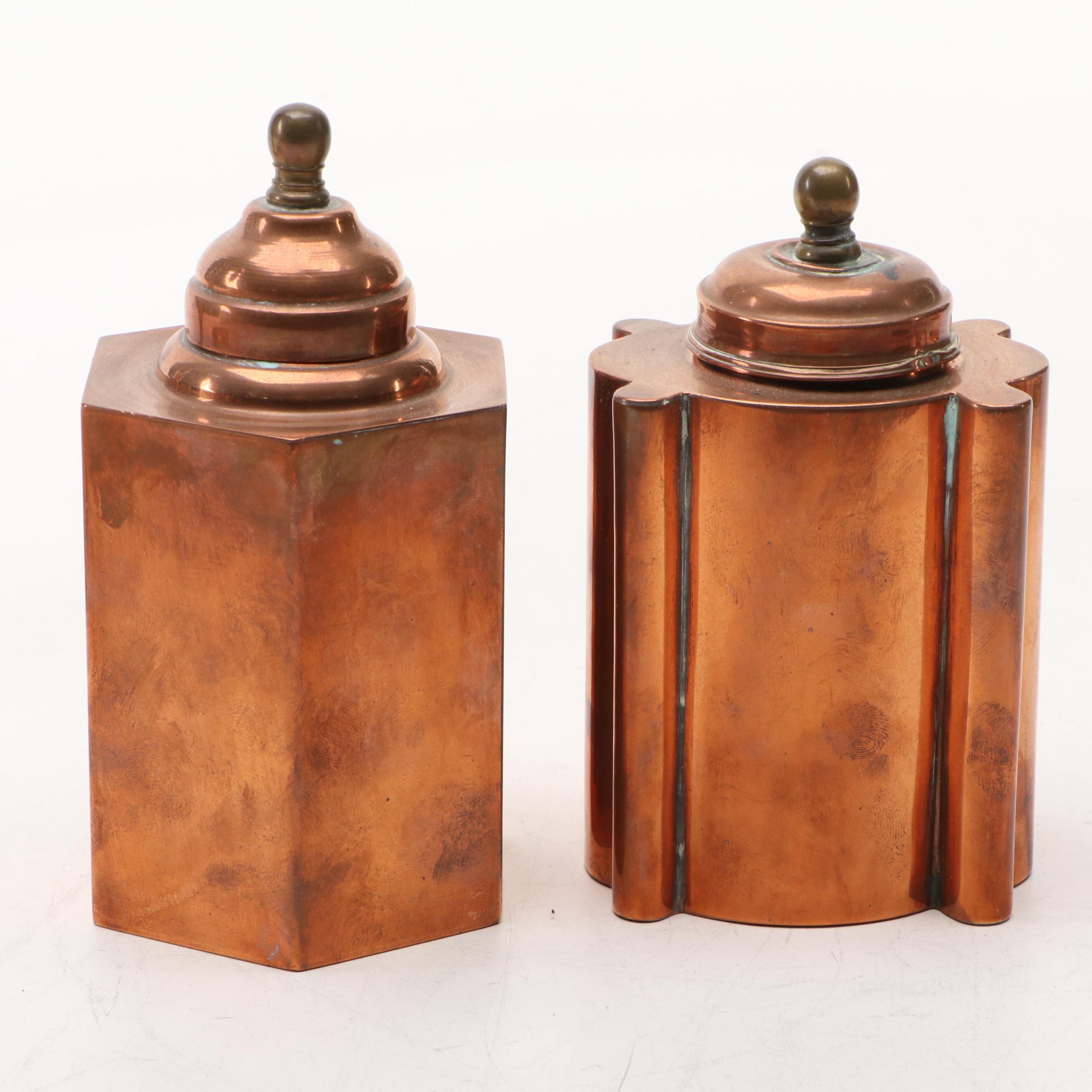 Russian Copper Dish and Tea Caddies with Other Décor