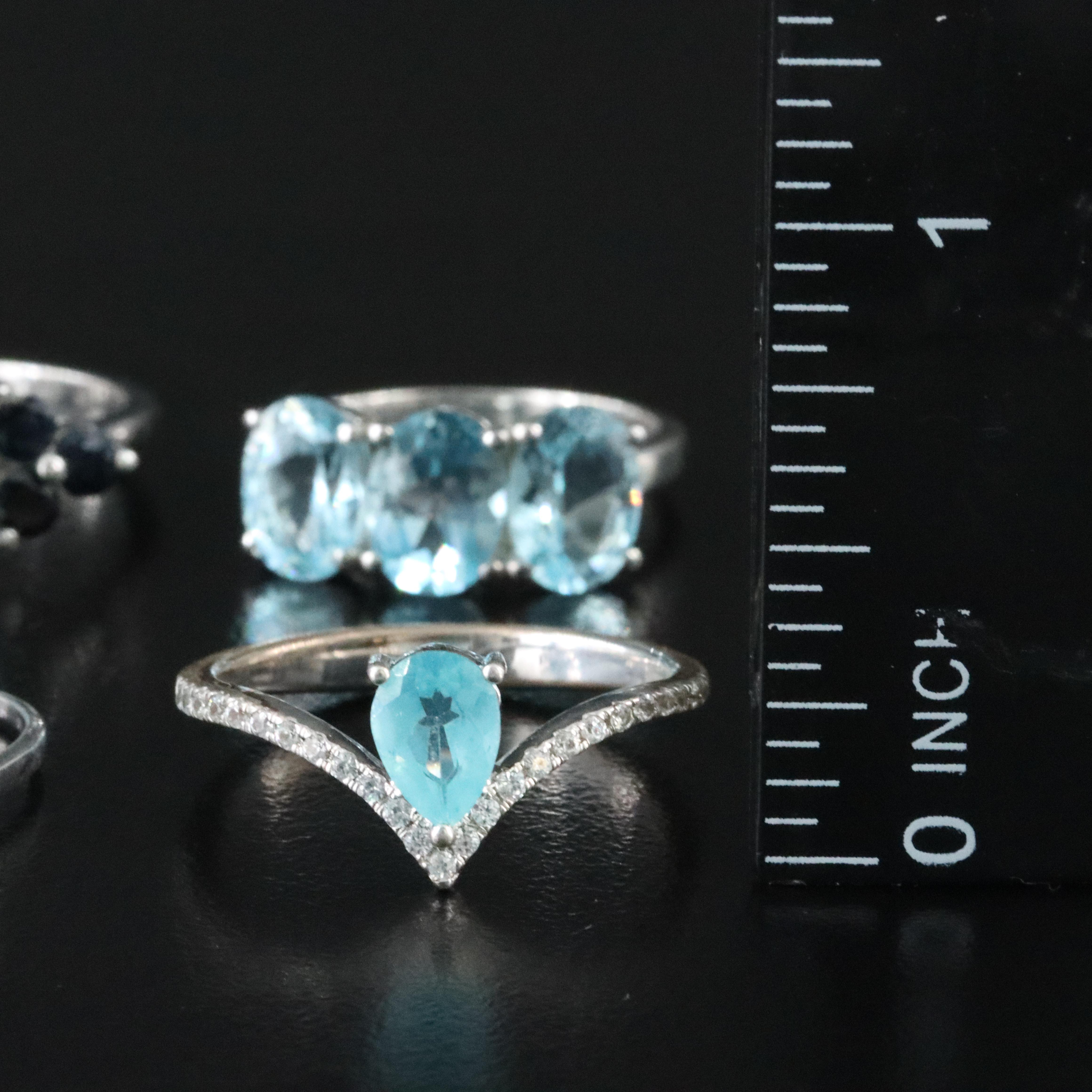 Sterling Blue Topaz, Sapphire and White Sapphire Ring Collection