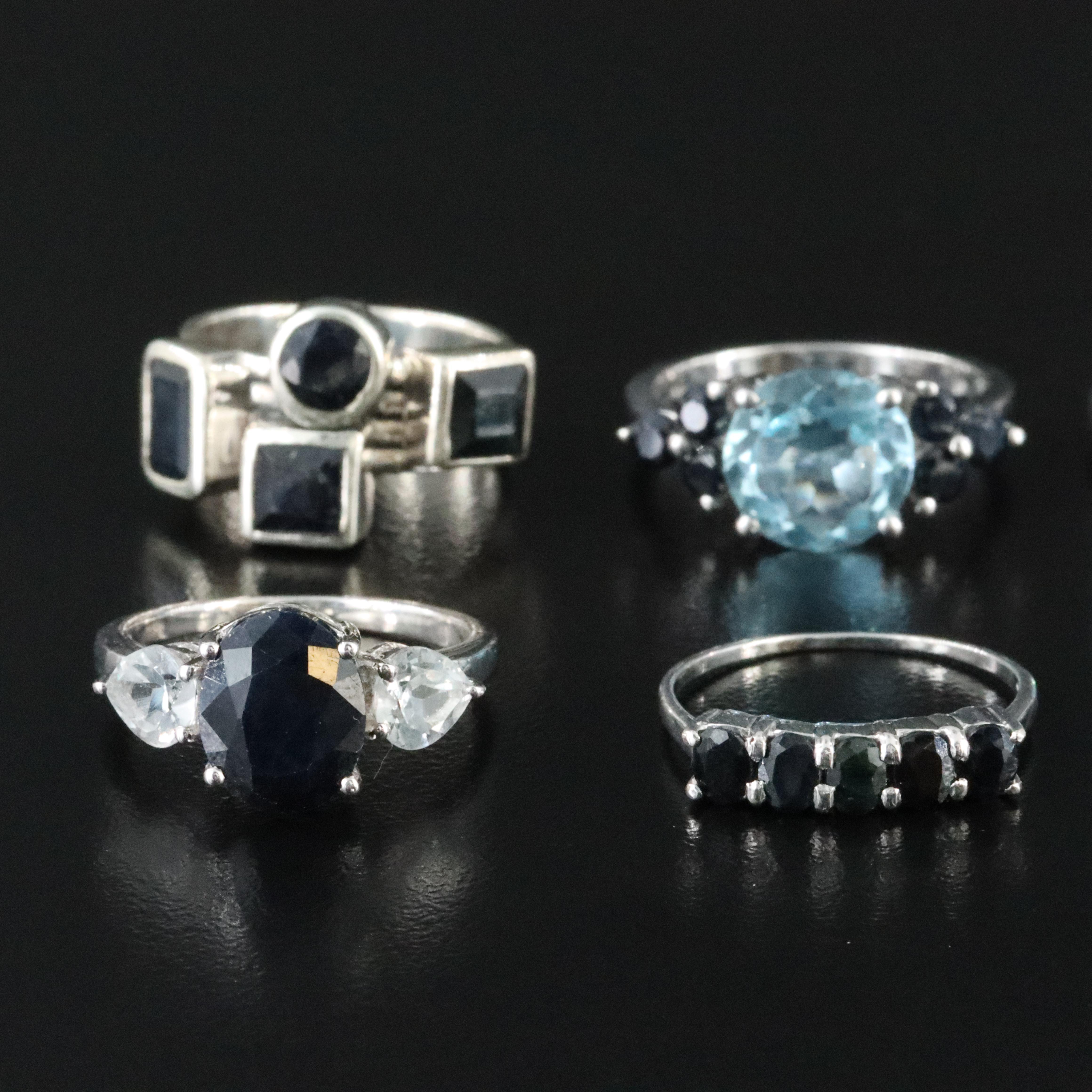 Sterling Blue Topaz, Sapphire and White Sapphire Ring Collection