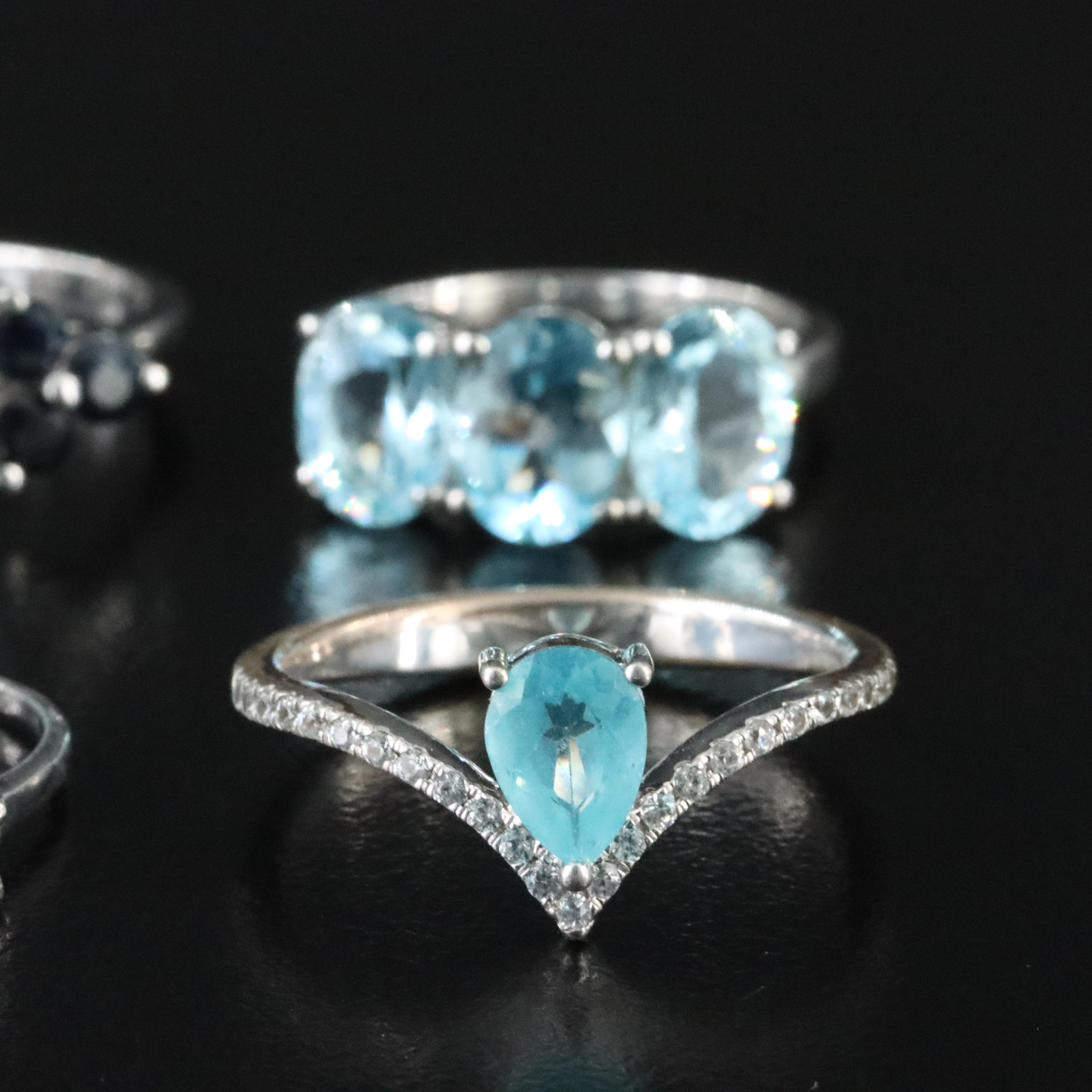 Sterling Blue Topaz, Sapphire and White Sapphire Ring Collection