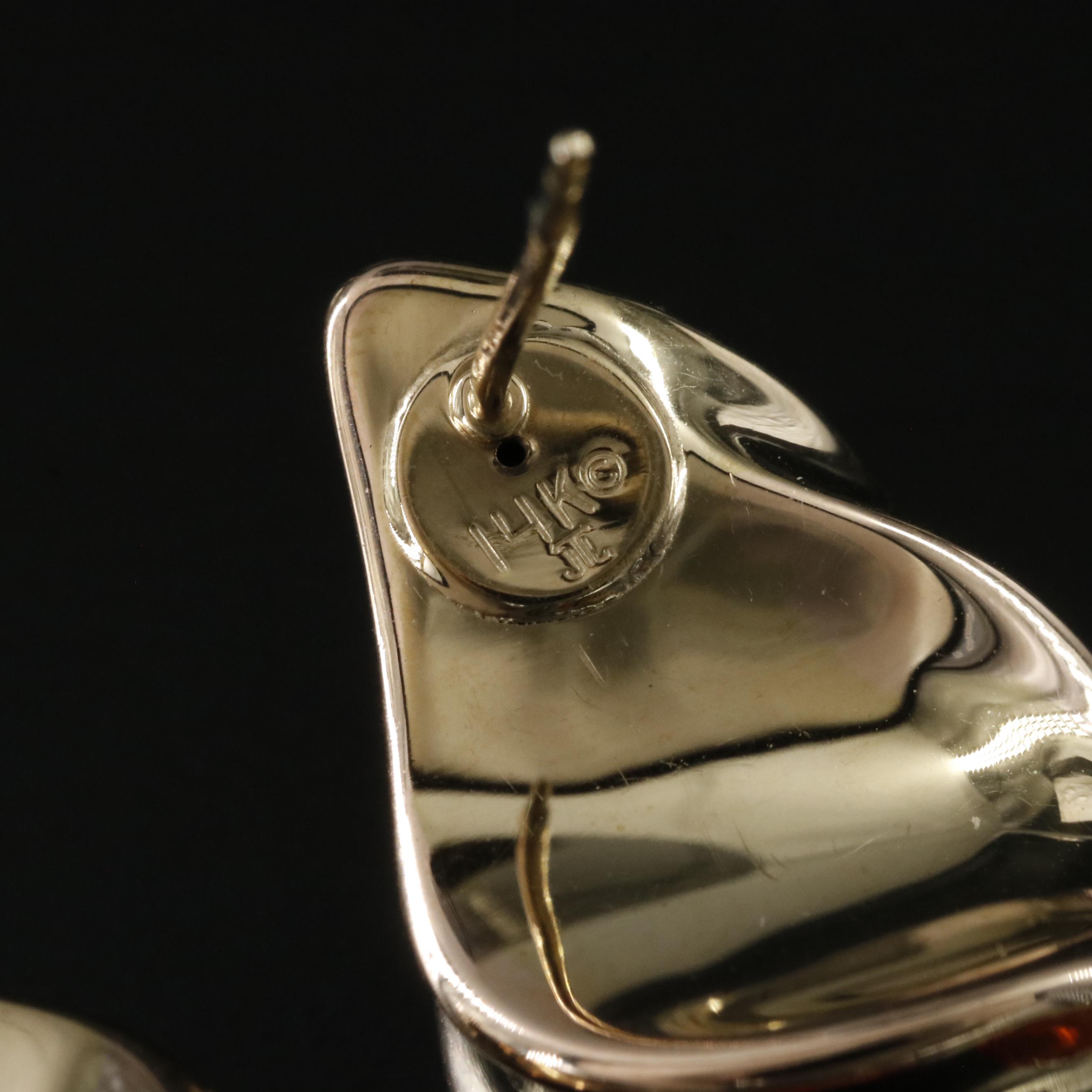 14K Amber Drop Earrings