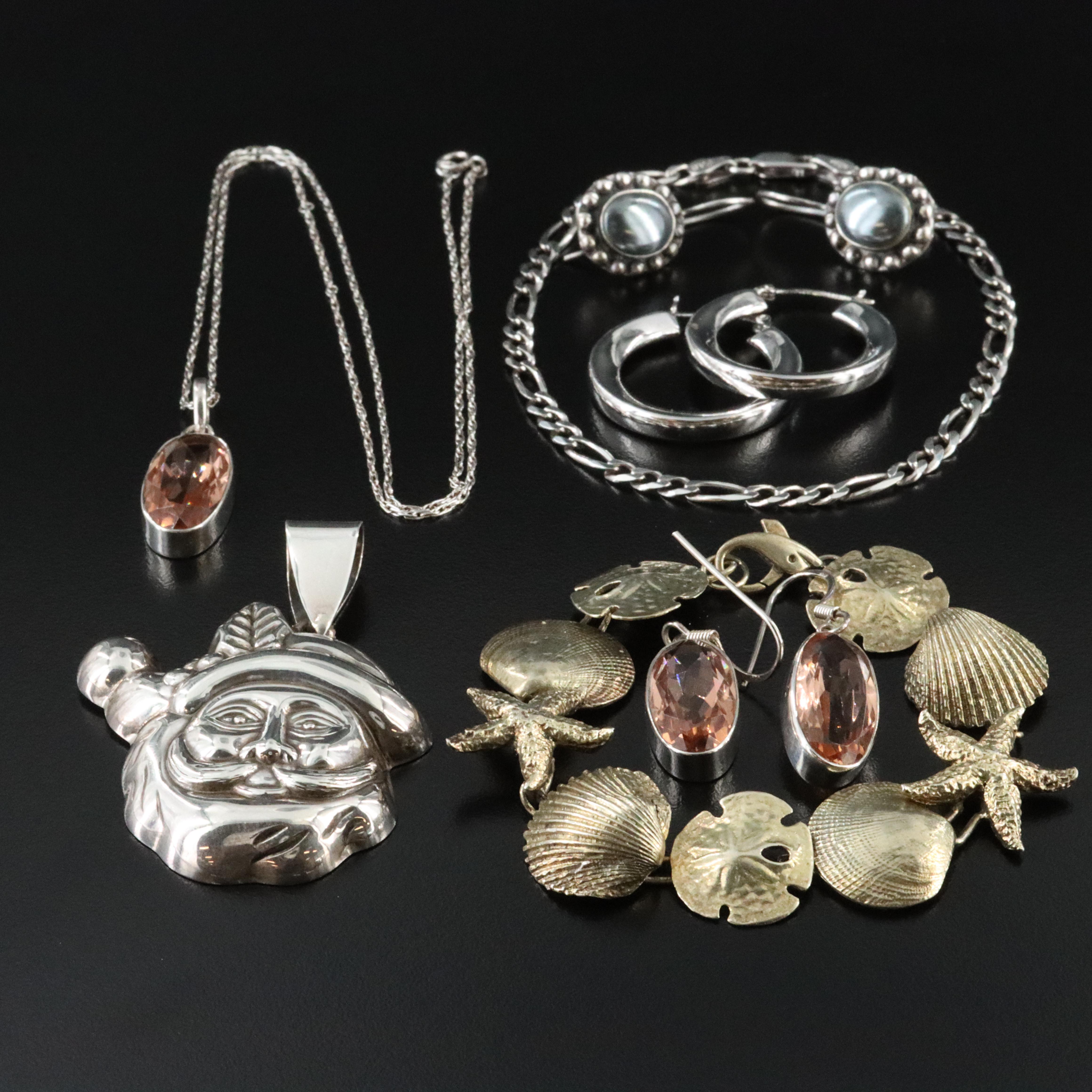 Sterling Jewelry Collection Including Santa and Sea Life Bracelet
