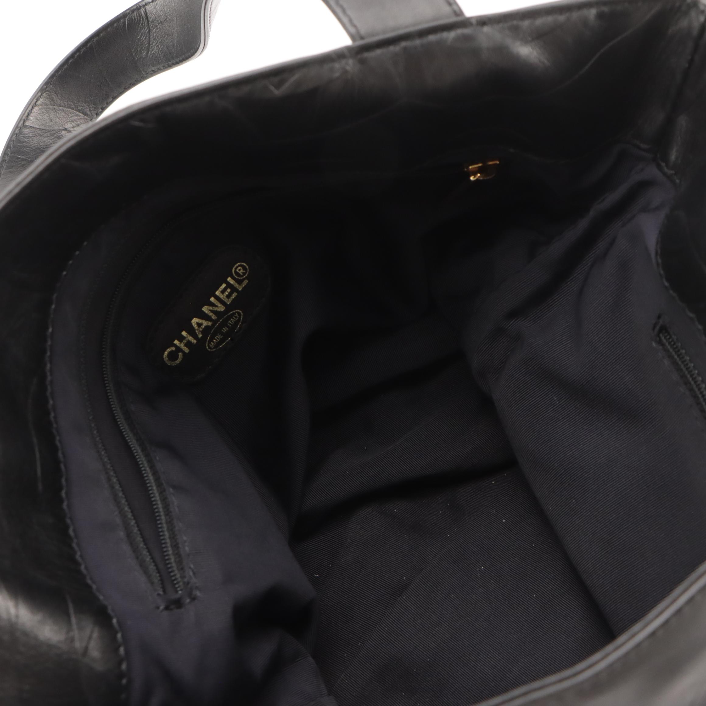 Chanel Black CC Coco Mark Embossed Leather Shoulder Tote