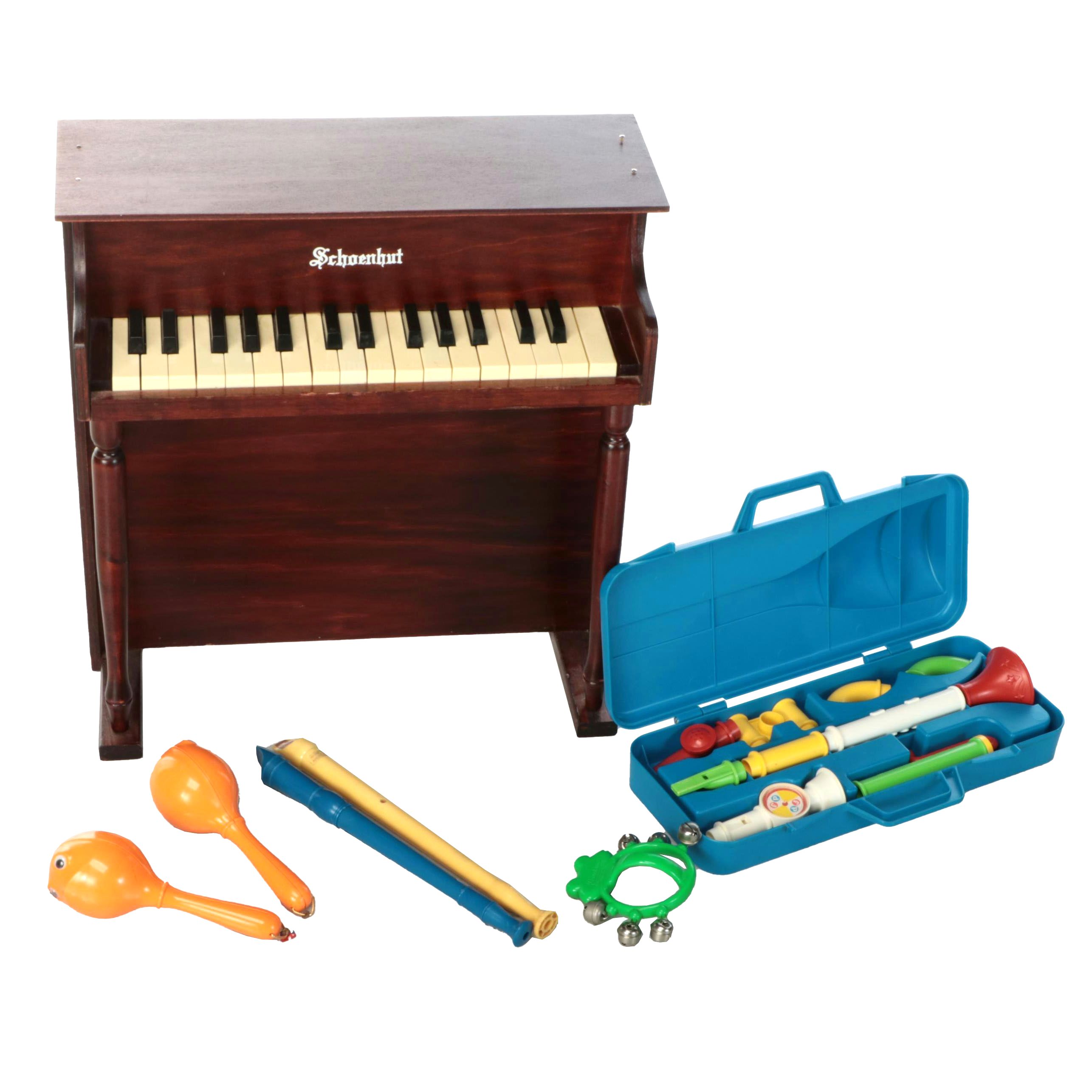 Schoenhut Child Piano with Maracas and More Instrument Toys
