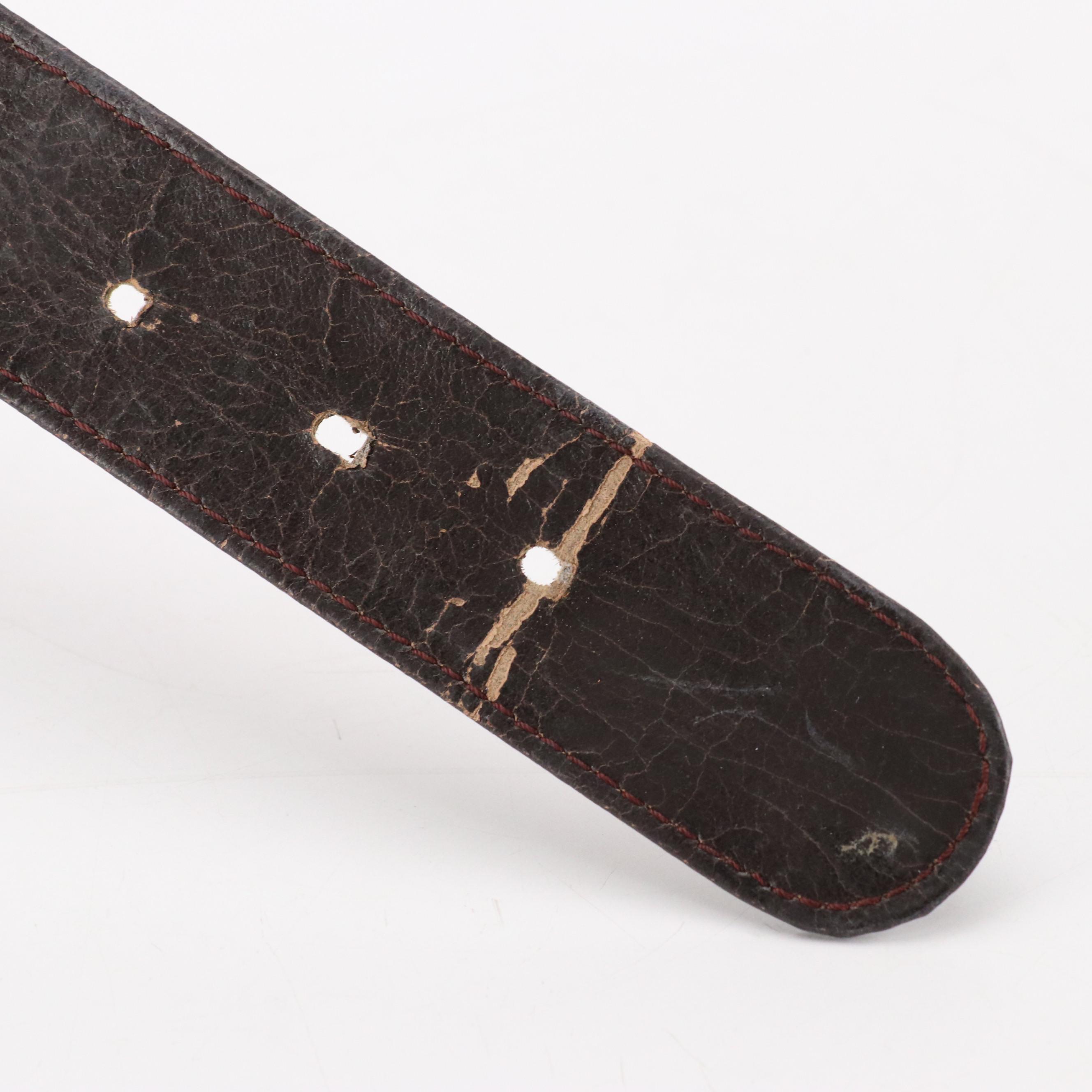 Peacock Feather Faux Leather Belt and Twisted Cord Belt with Shell Accent