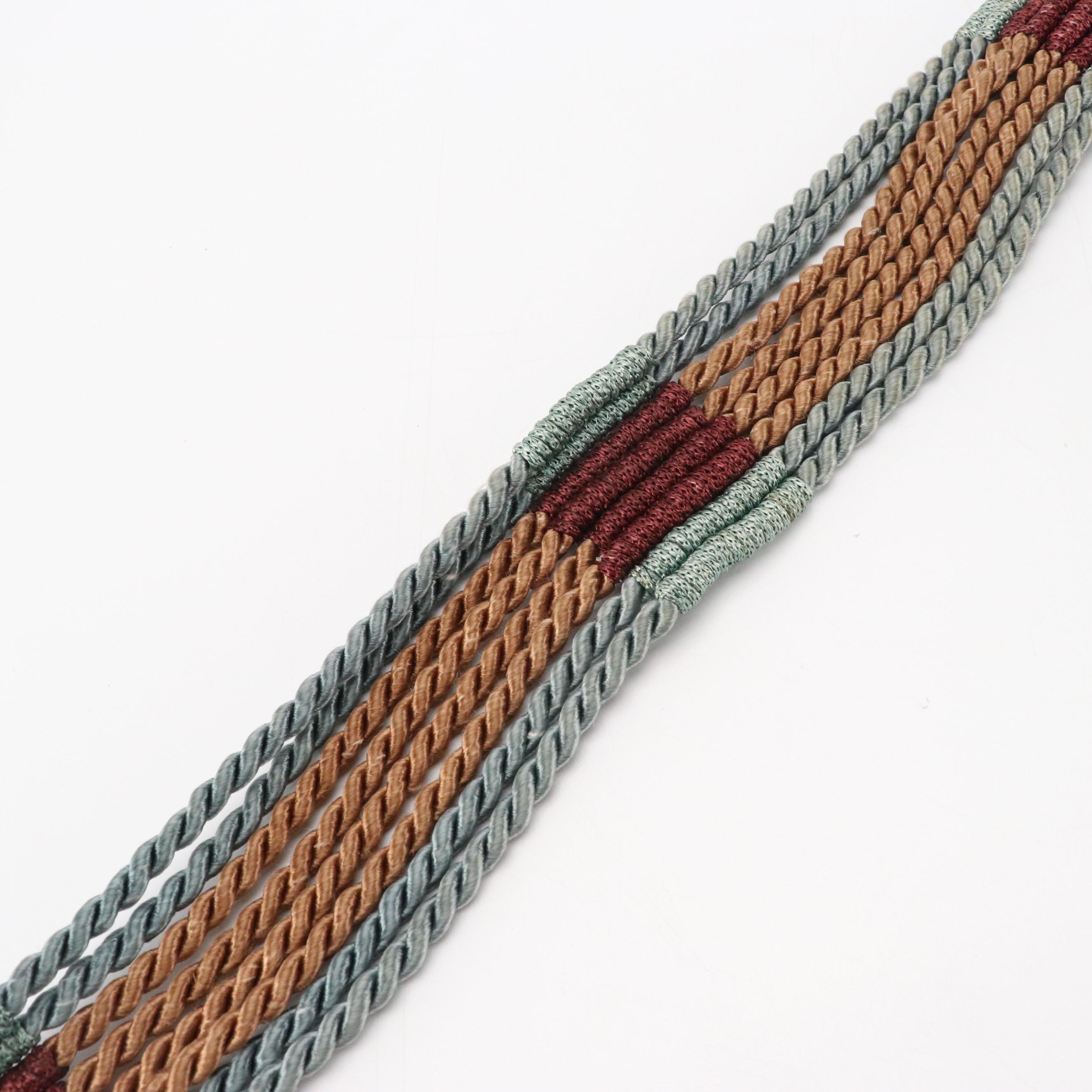 Peacock Feather Faux Leather Belt and Twisted Cord Belt with Shell Accent