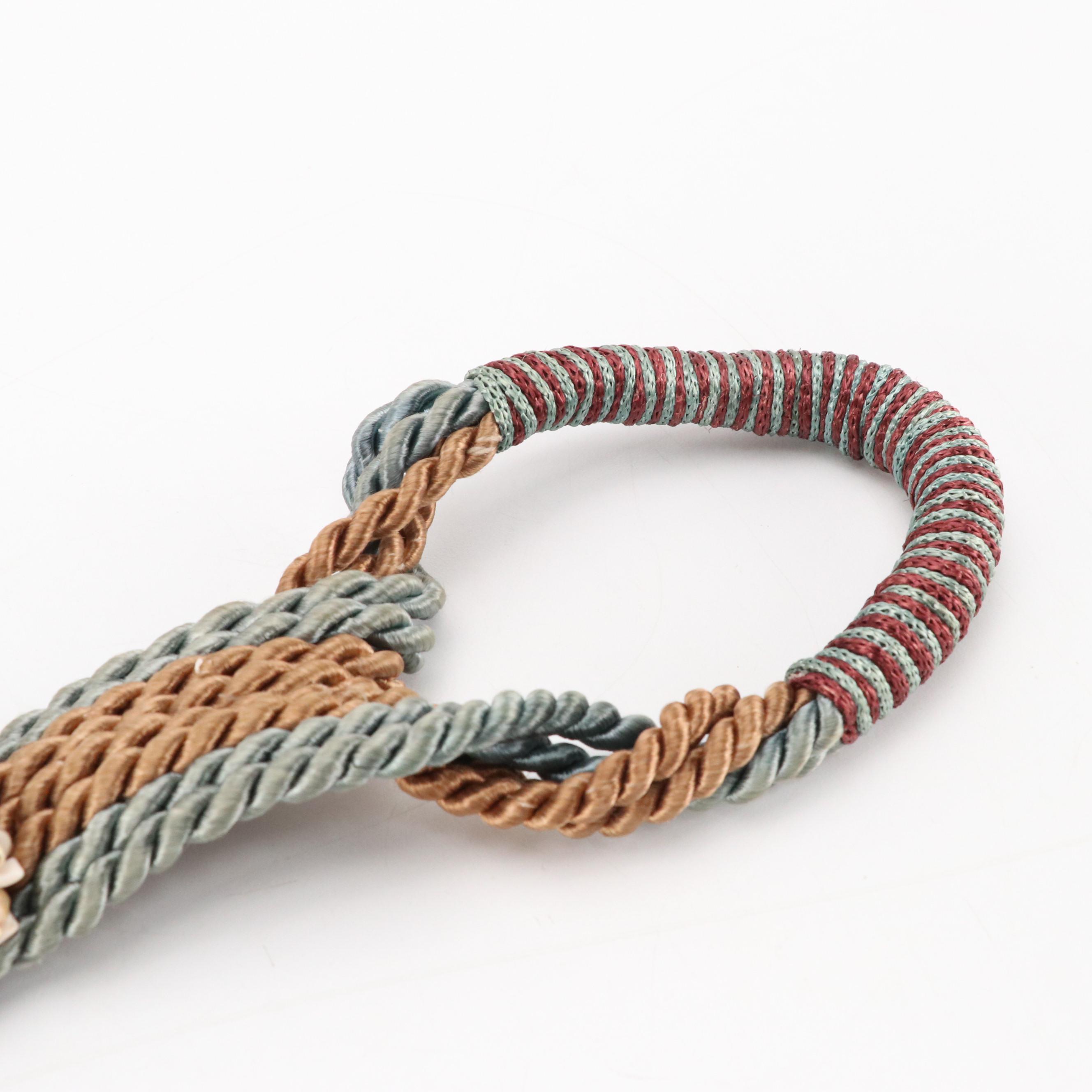 Peacock Feather Faux Leather Belt and Twisted Cord Belt with Shell Accent