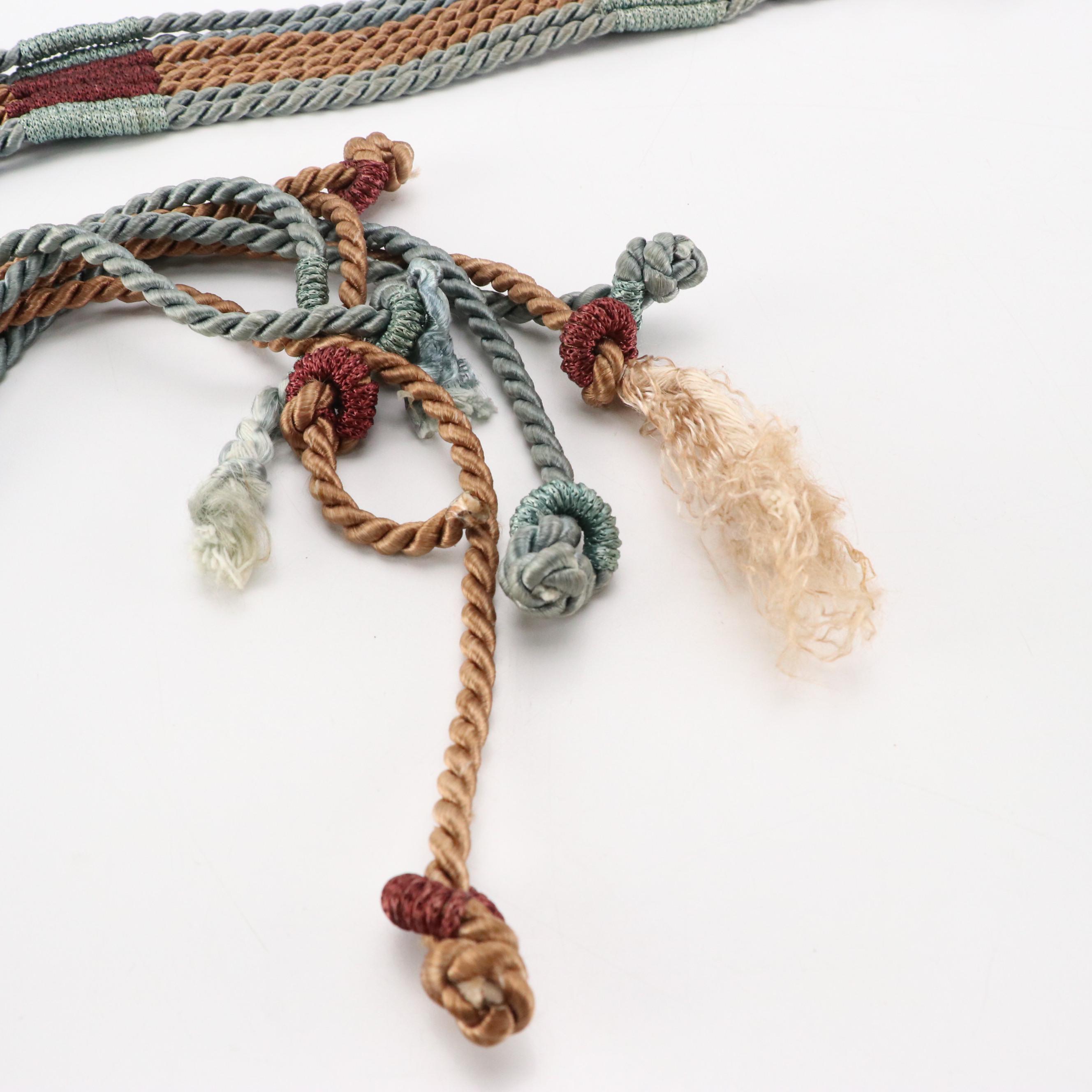 Peacock Feather Faux Leather Belt and Twisted Cord Belt with Shell Accent