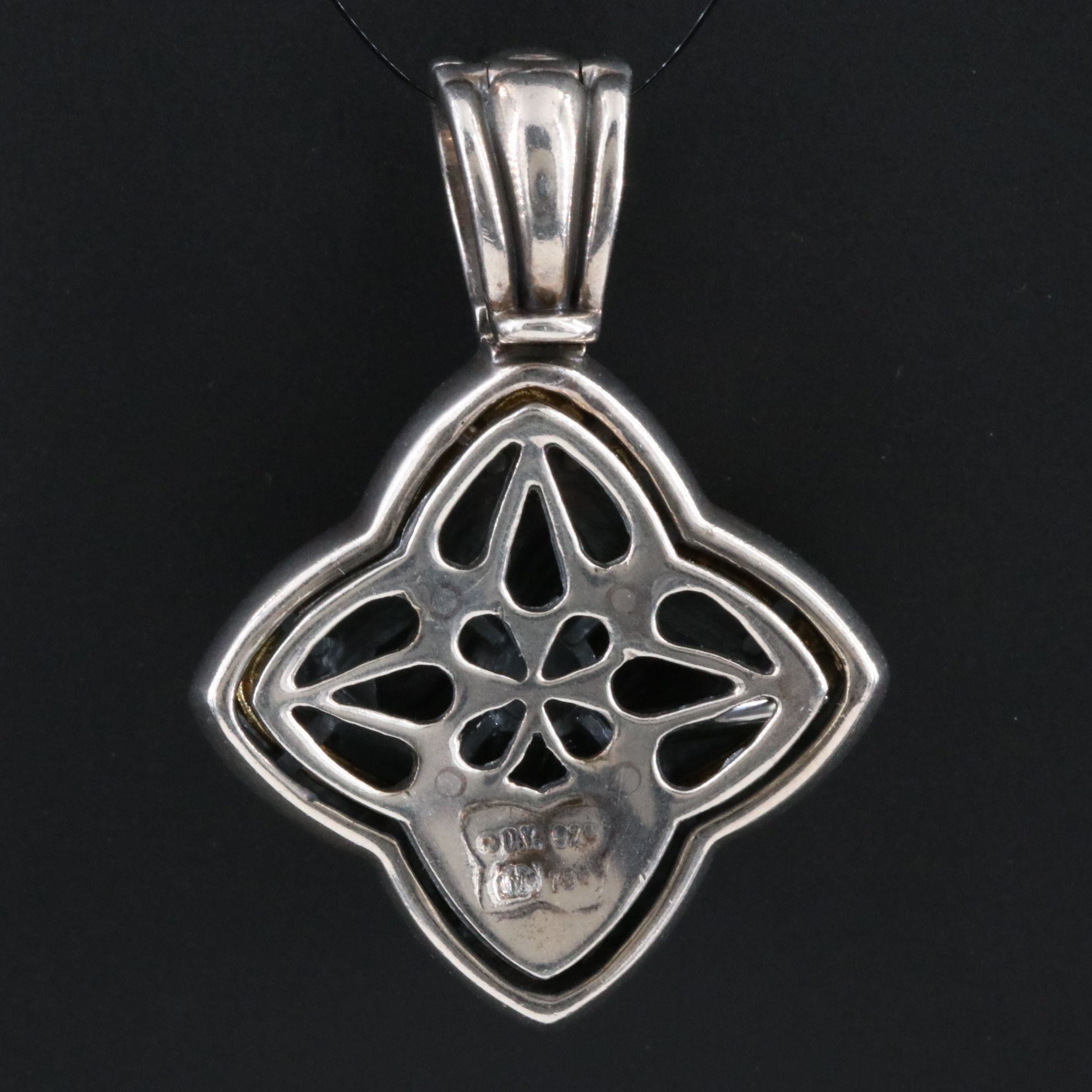 David Yurman Sterling and 18K Quatrefoil Enhancer Pendant
