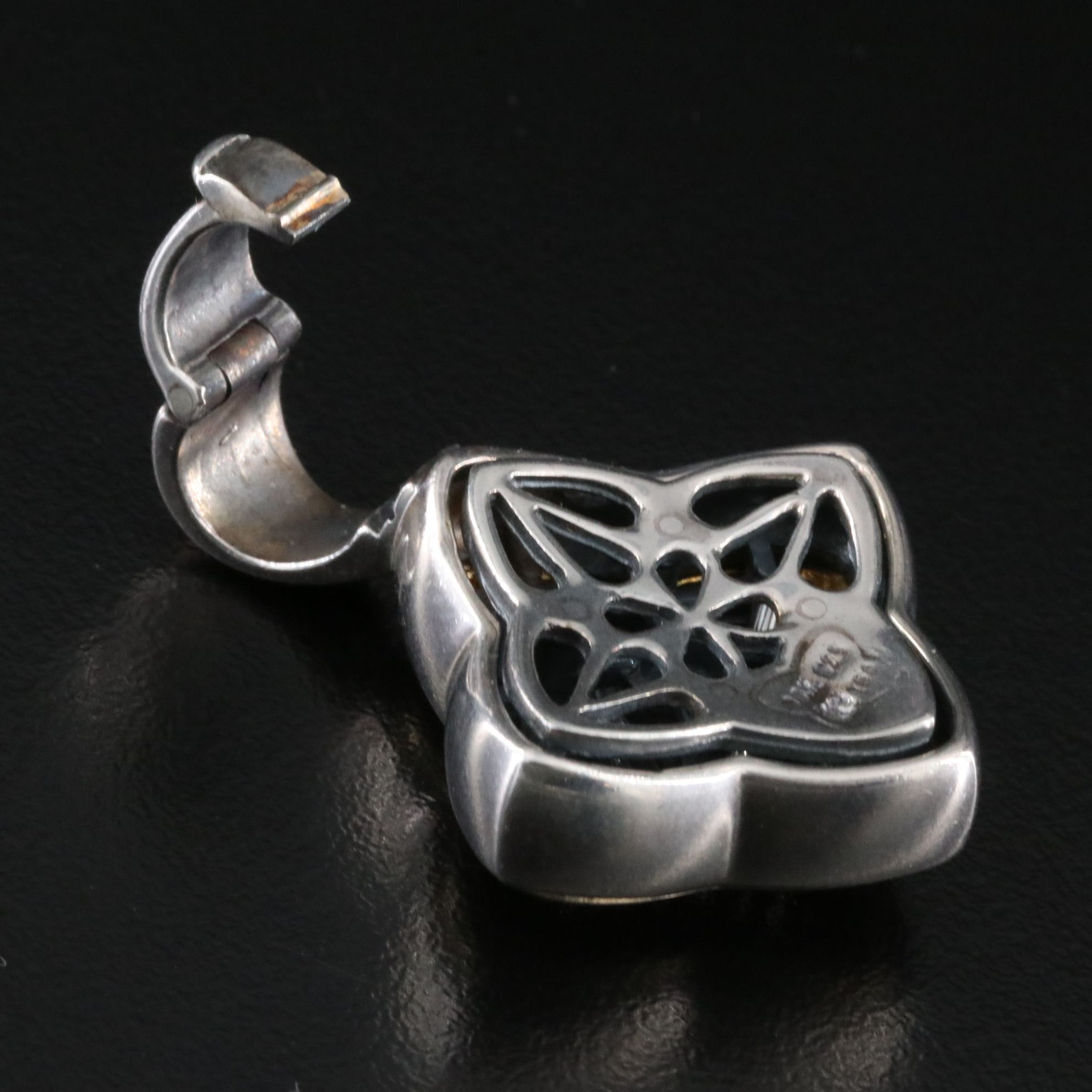 David Yurman Sterling and 18K Quatrefoil Enhancer Pendant