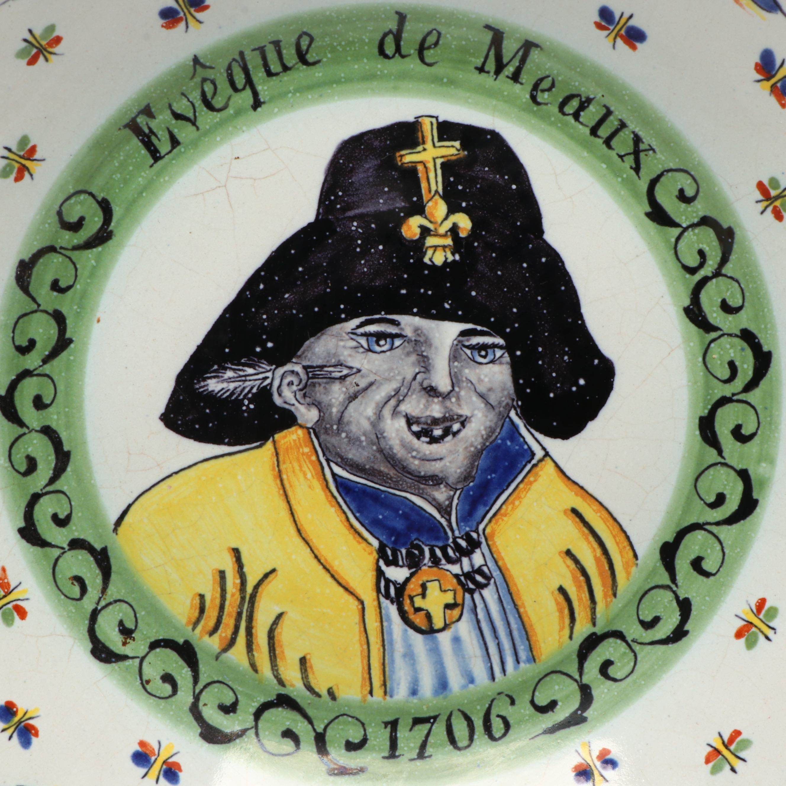 Nevers Style Faïence Evêque de Meaux Cabinet Plate