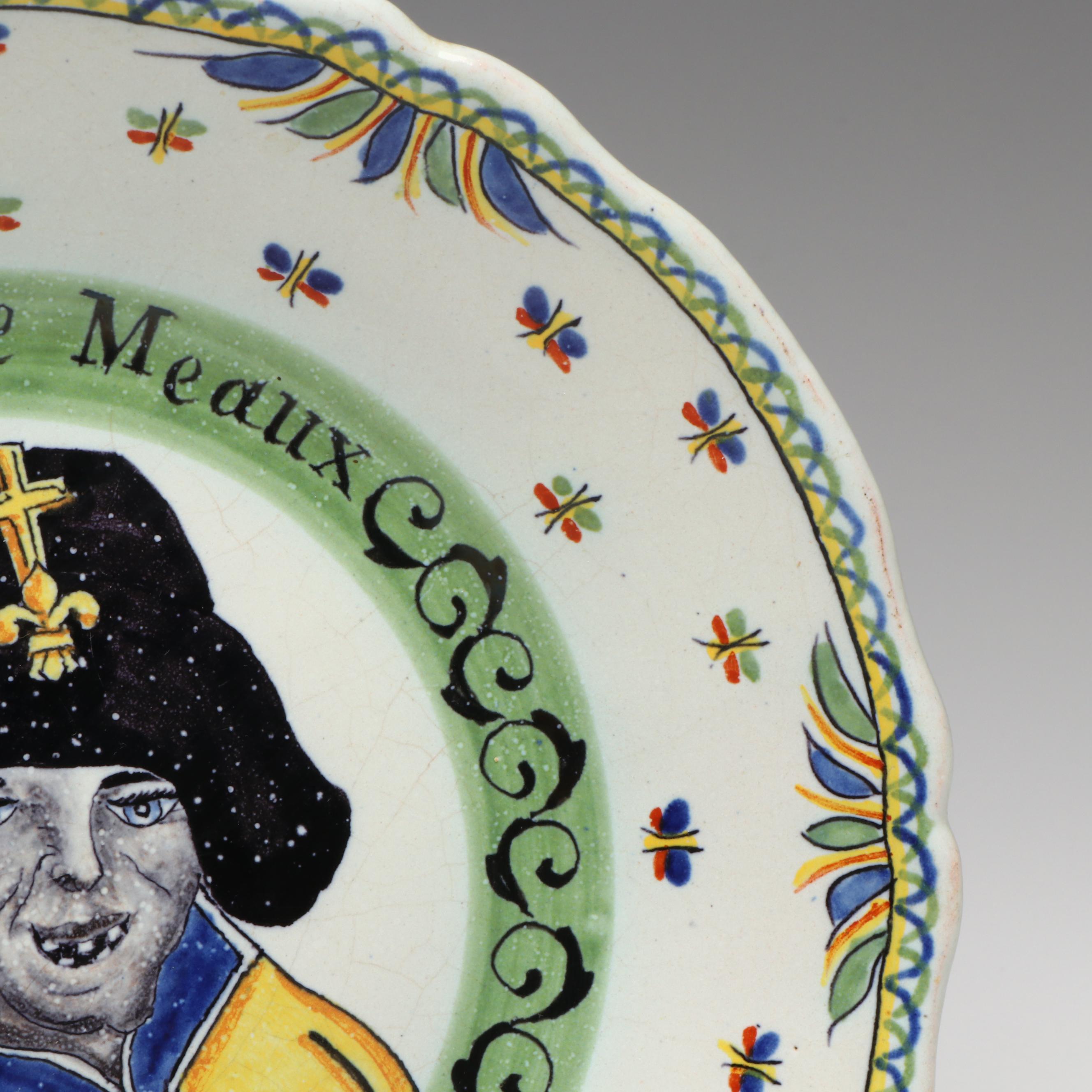 Nevers Style Faïence Evêque de Meaux Cabinet Plate