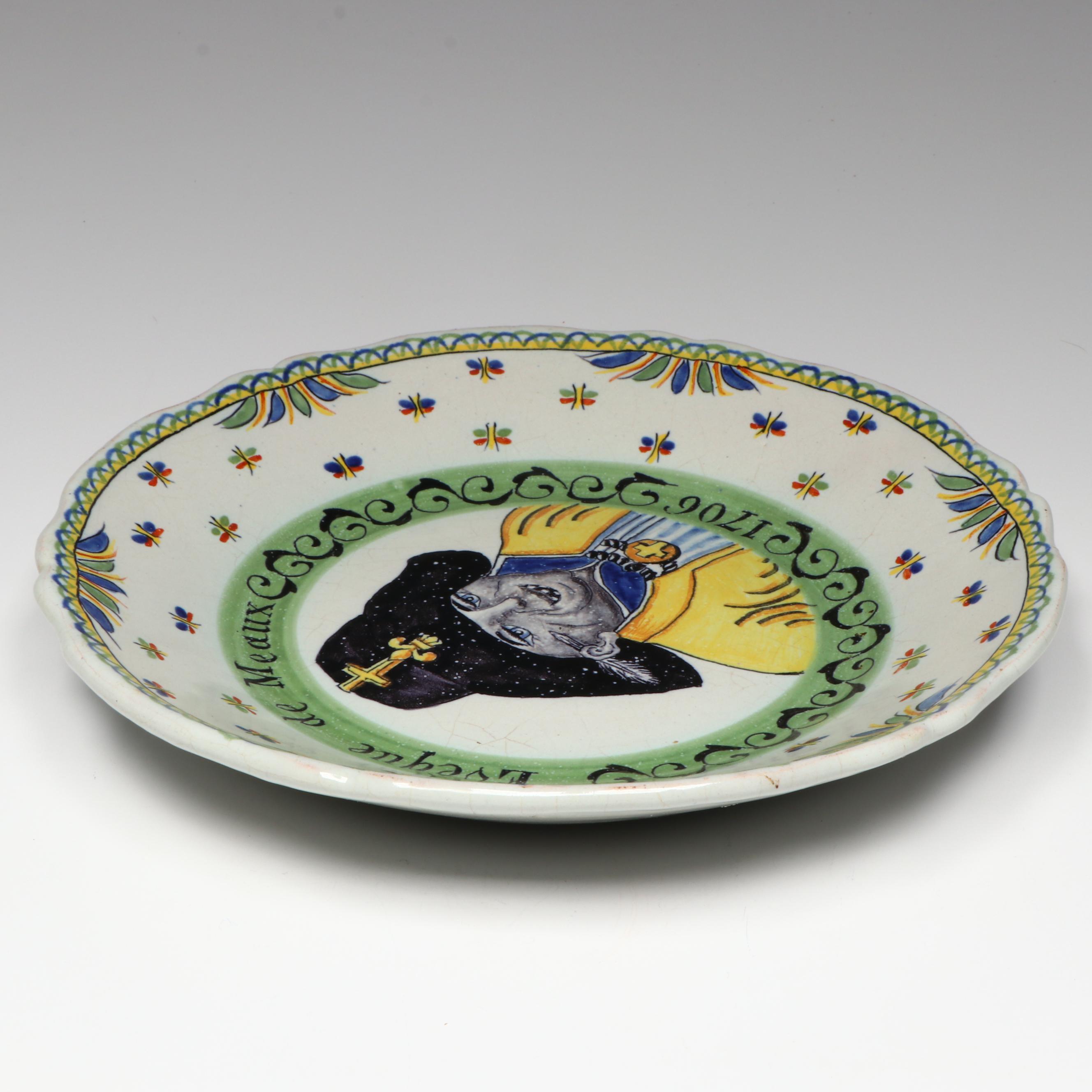 Nevers Style Faïence Evêque de Meaux Cabinet Plate