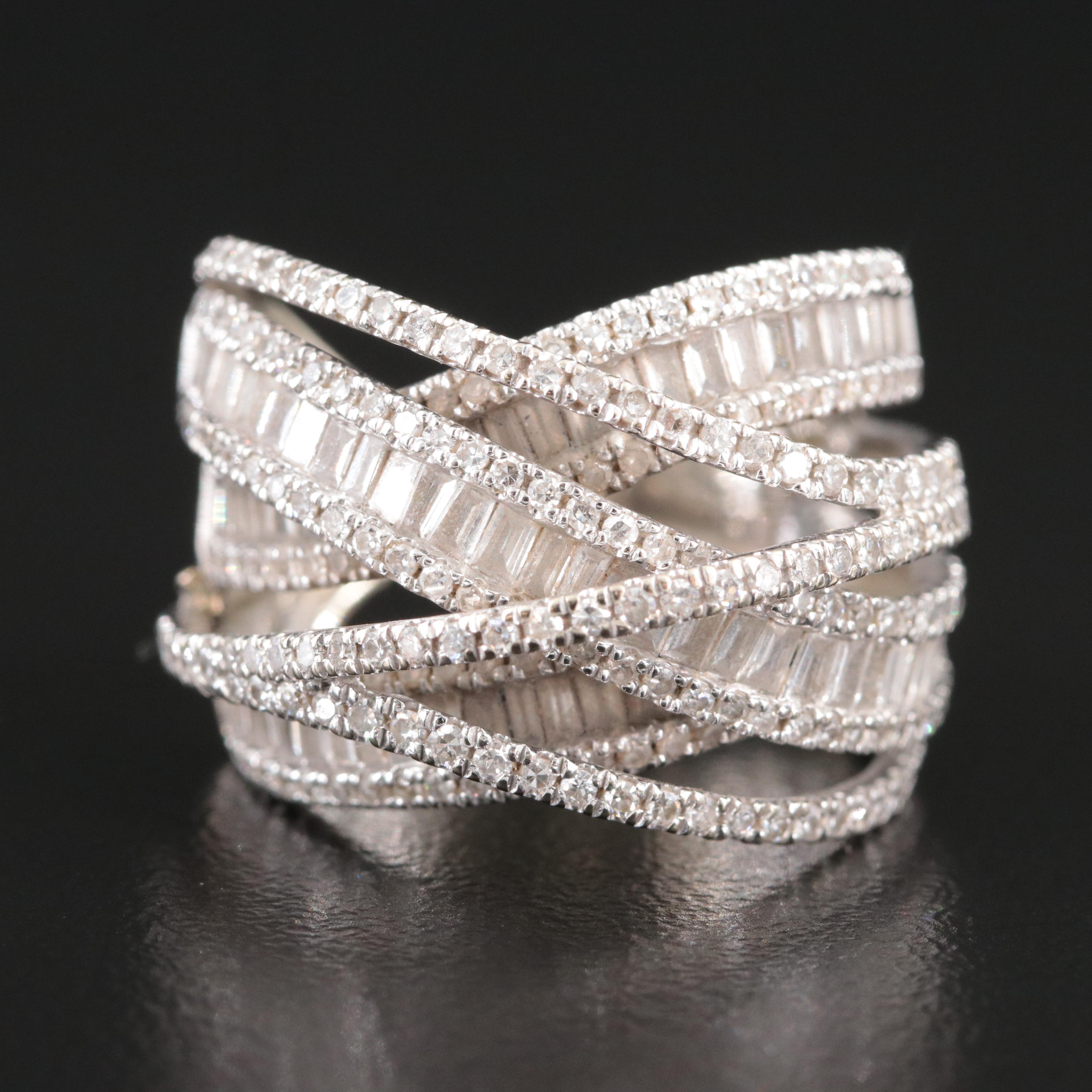 14K 2.15 CTW Diamond Crossover Ring