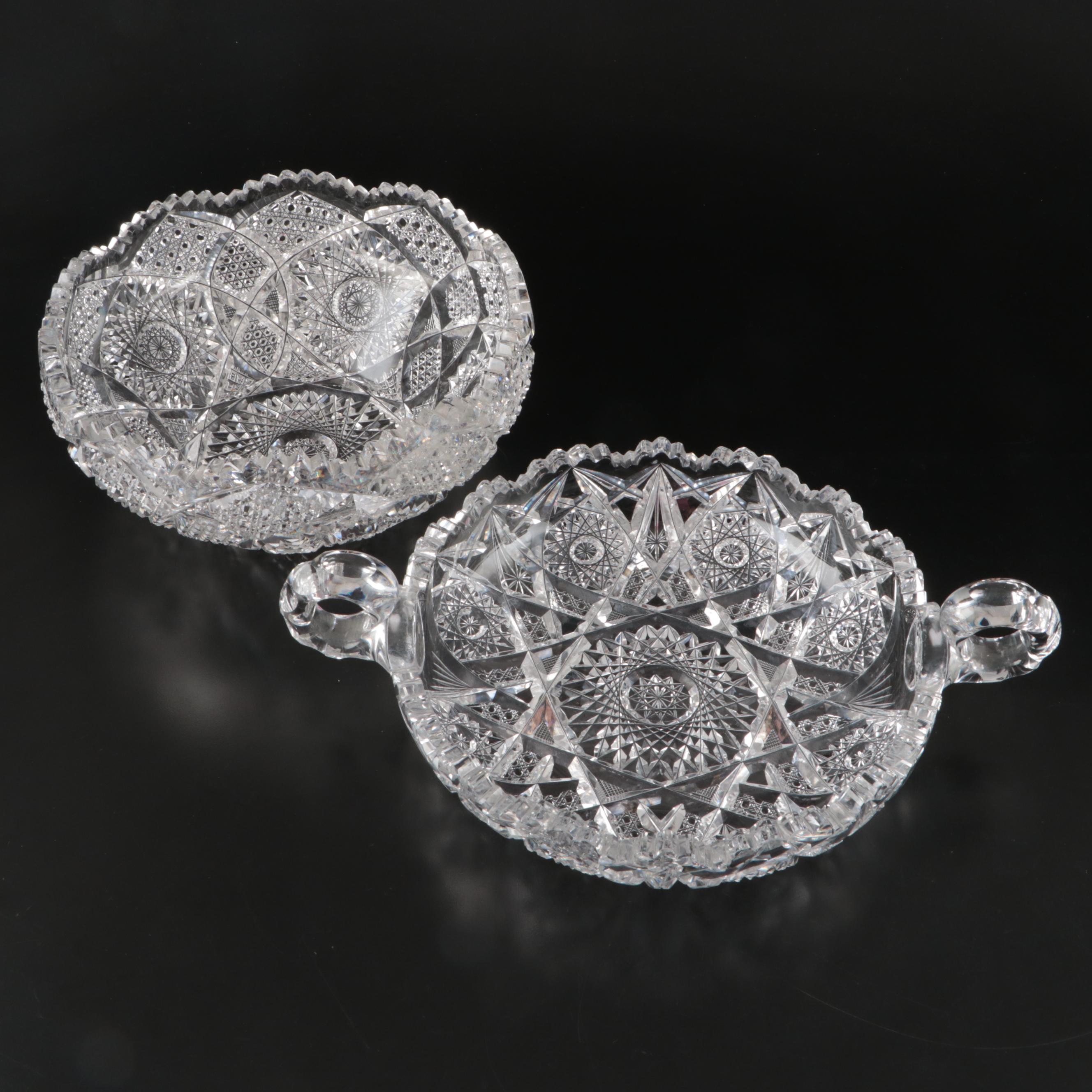 American Brilliant Style Cut Glass Bowls, Late 19th/Early 20th Century