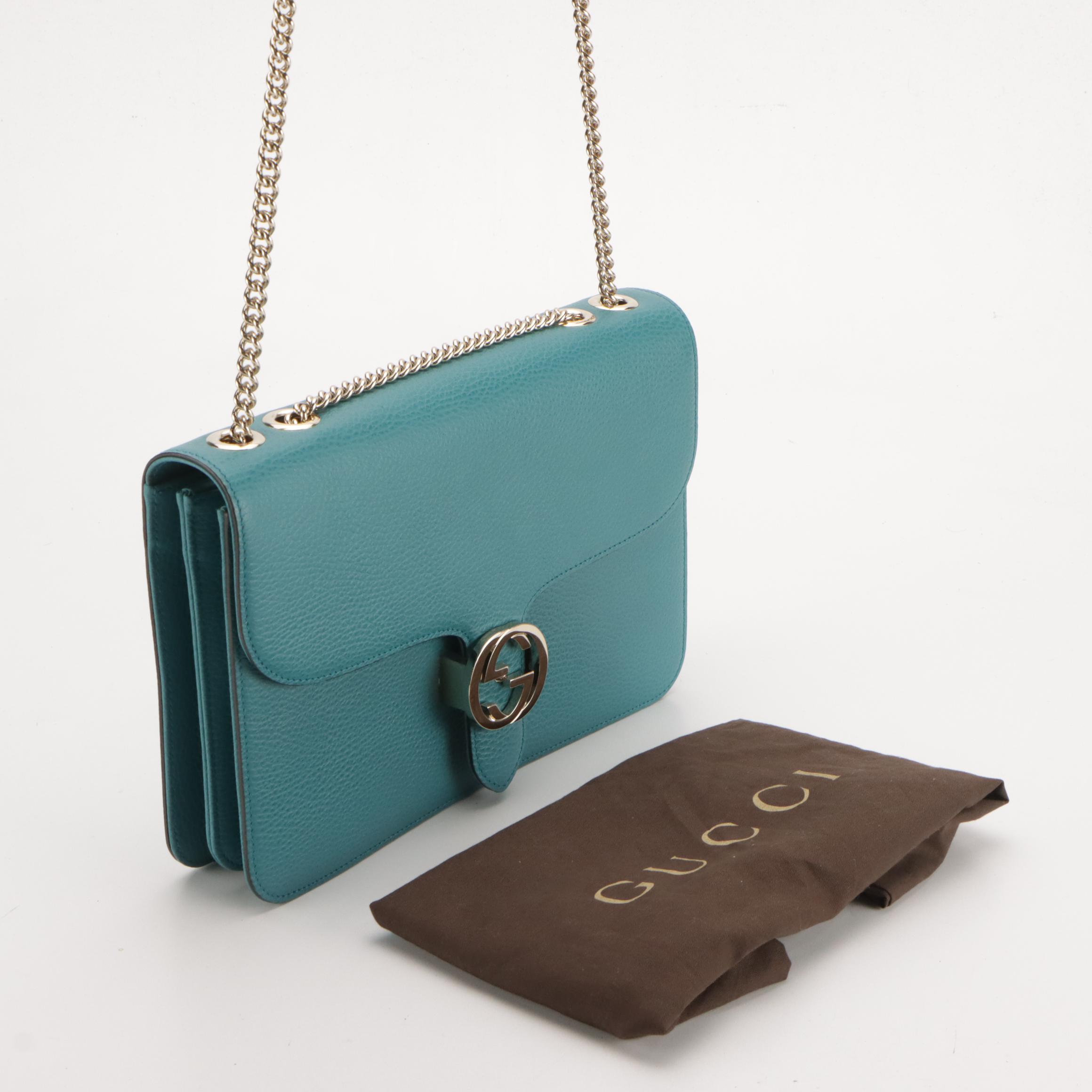 Gucci Calfkin Grain Leather Interlocking G Front-Flap Crossbody Bag