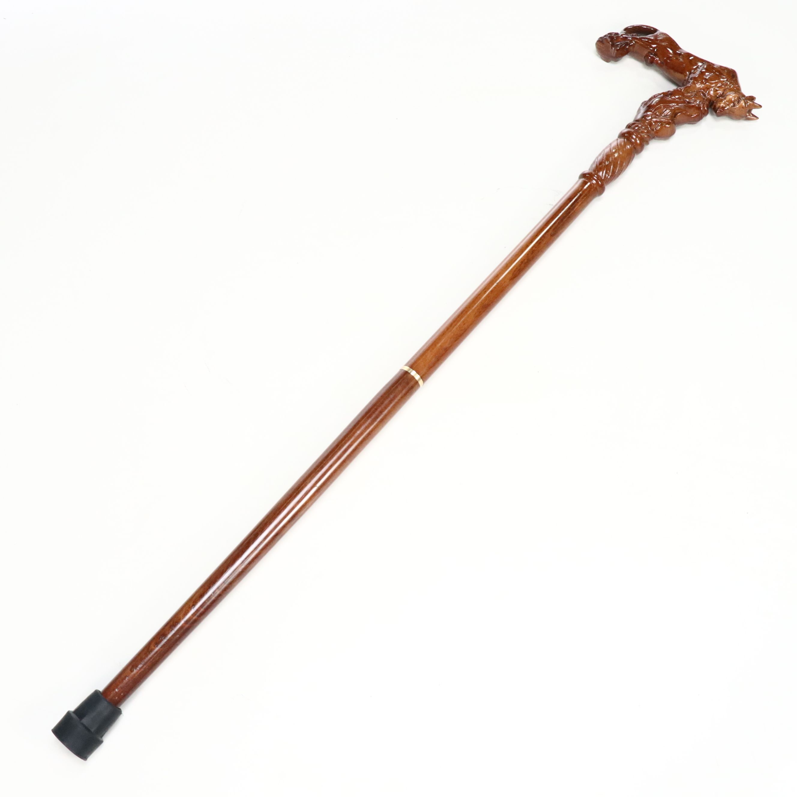 Carved Wood Charging Bull Two Piece Cane
