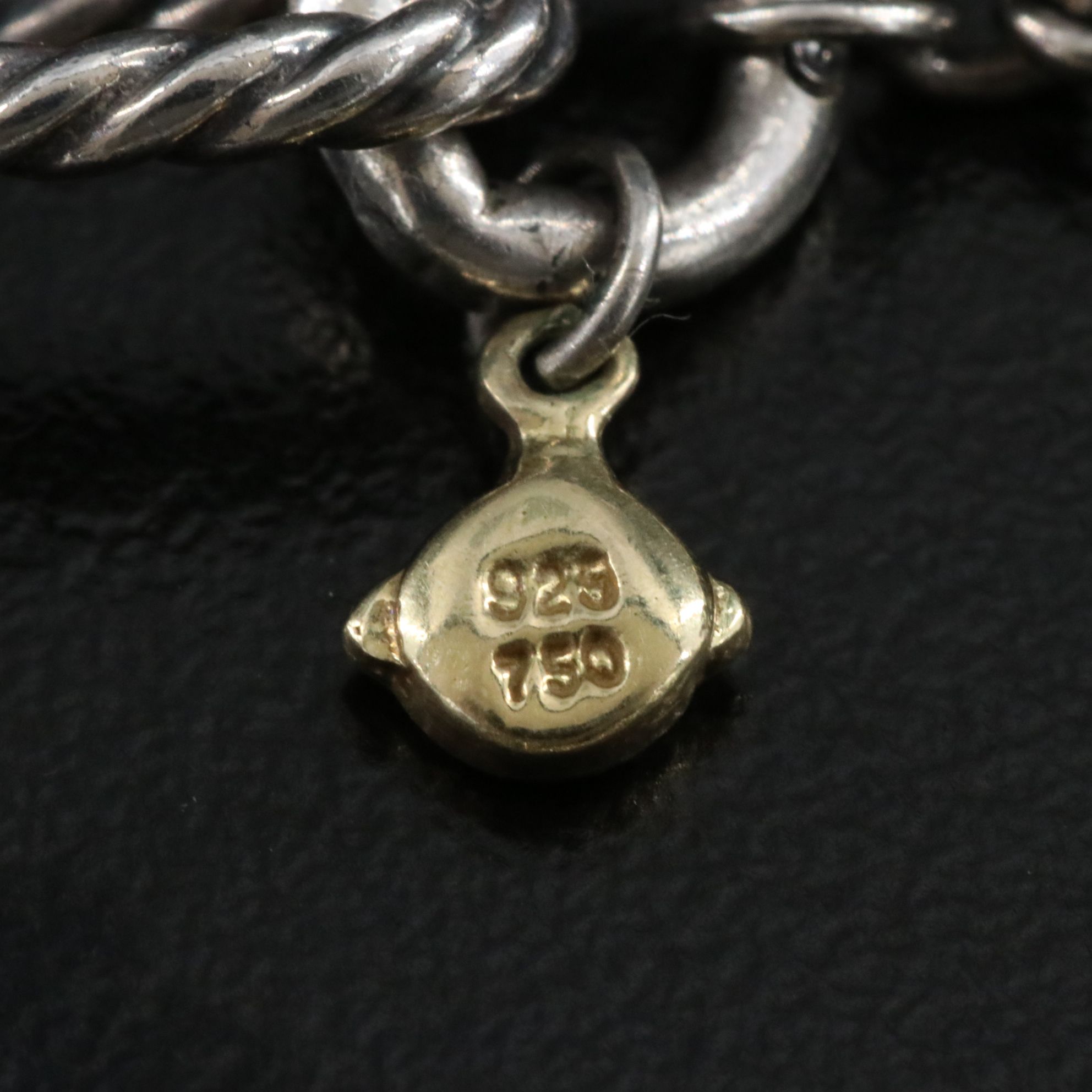 David Yurman Sterling and 18K Figaro Link Toggle Necklace