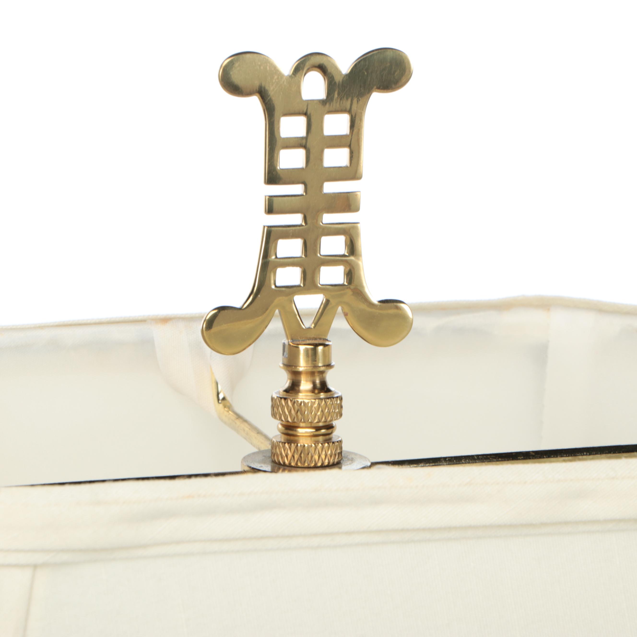 Chinese Hu Form Pink and White Ceramic Vase Table Lamp with Silk Shade