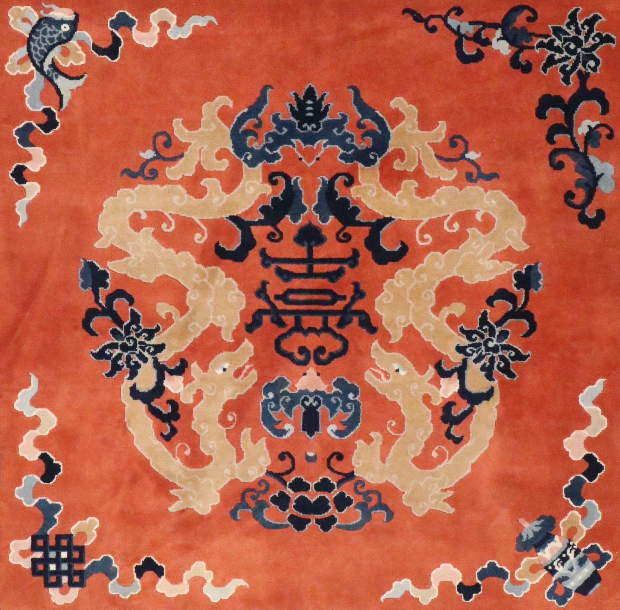 5' x 5'3 Hand-Knotted Chinese Peking Area Rug