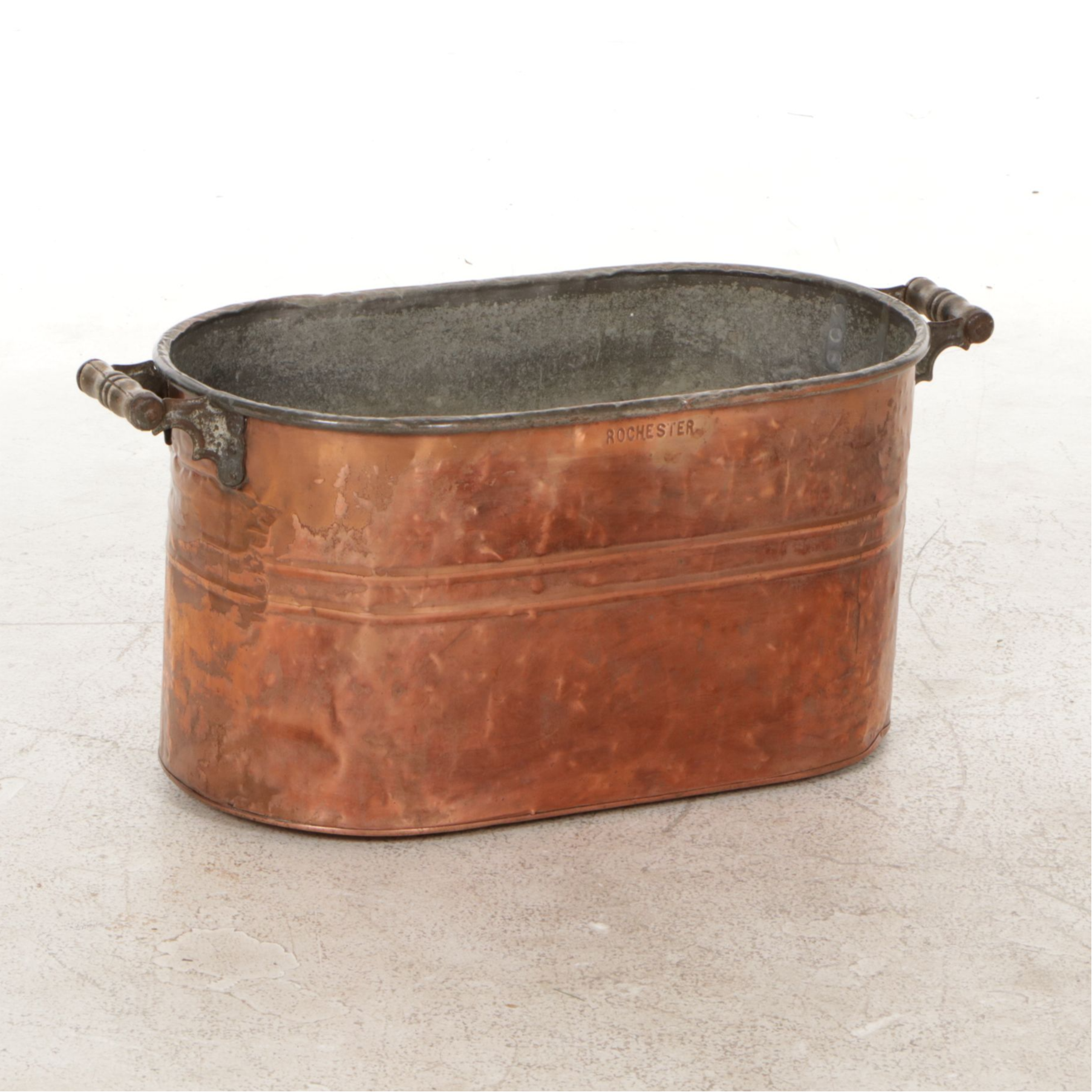 Tin Lined Copper Boiler Wash Tub With Wood Handles