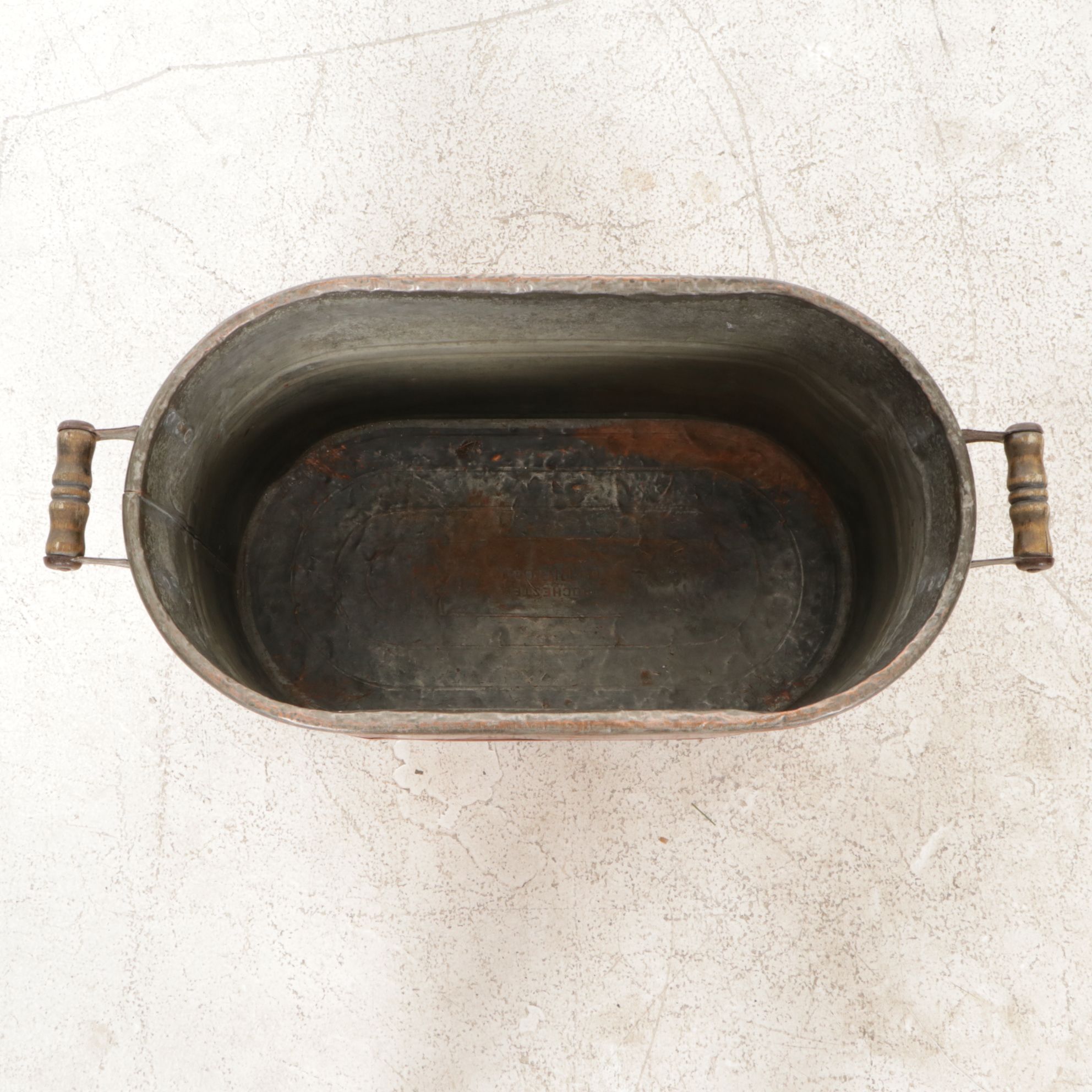 Tin Lined Copper Boiler Wash Tub With Wood Handles