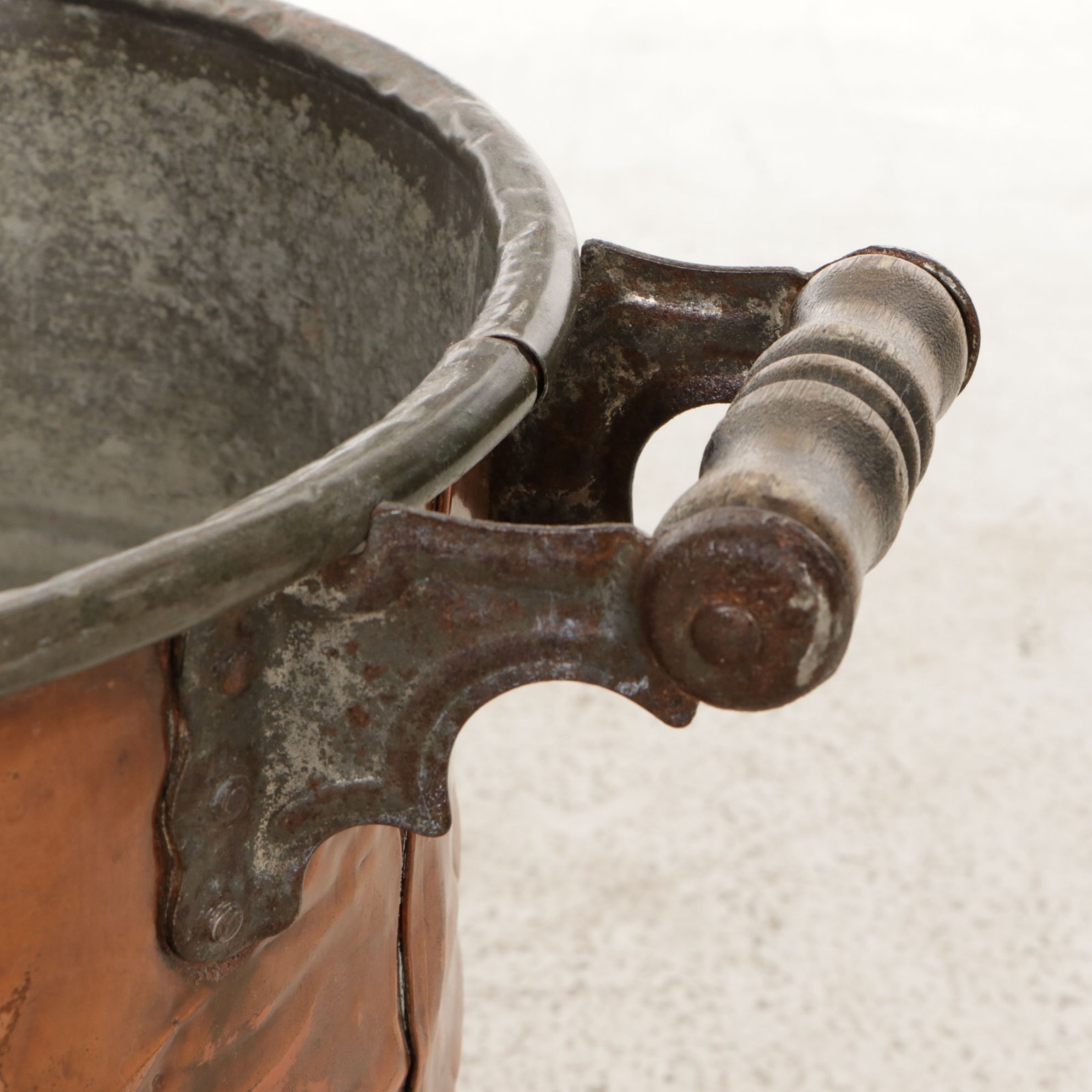 Tin Lined Copper Boiler Wash Tub With Wood Handles
