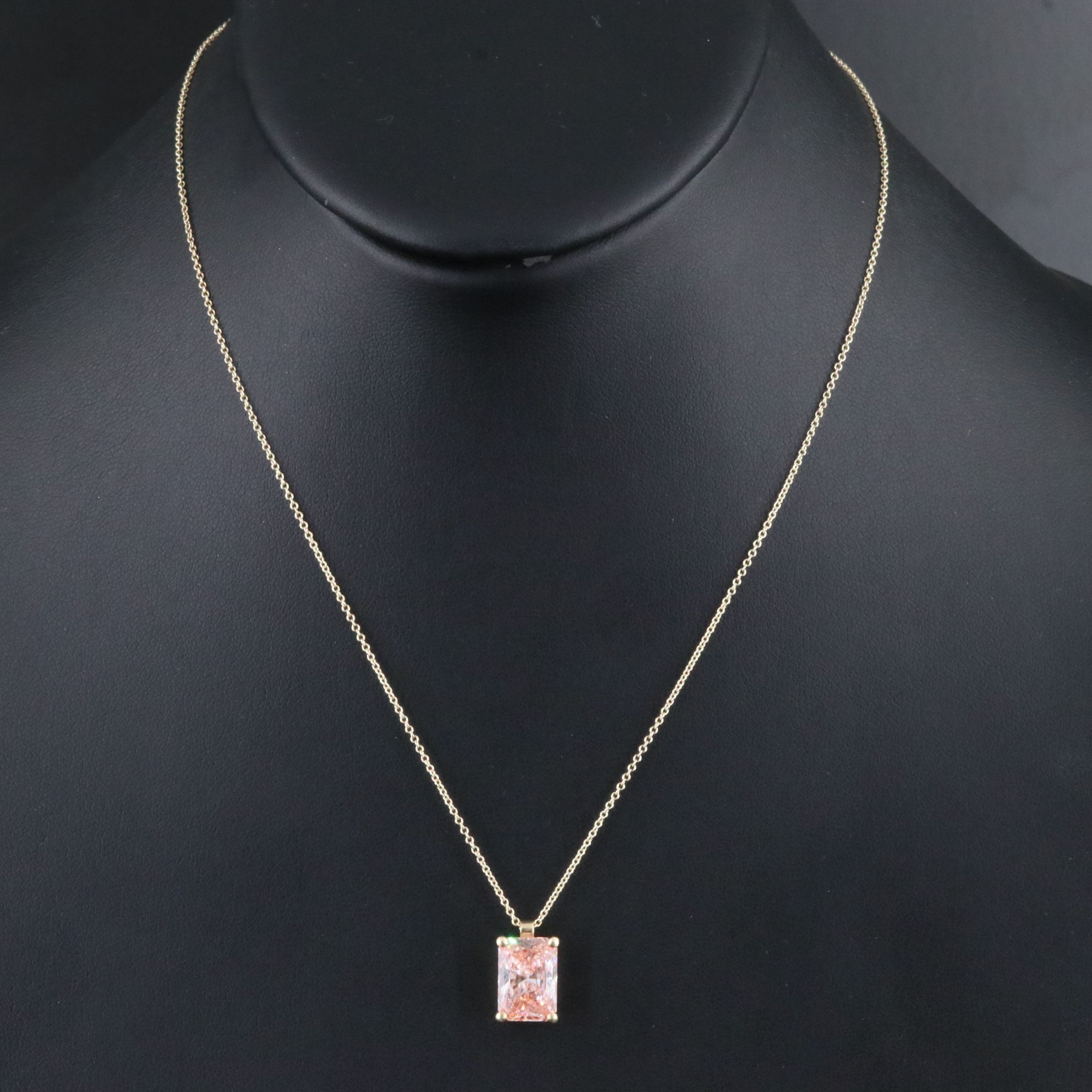 14K 4.03 CT Fancy Intense Pink Lab Grown Diamond Necklace with IGI Report