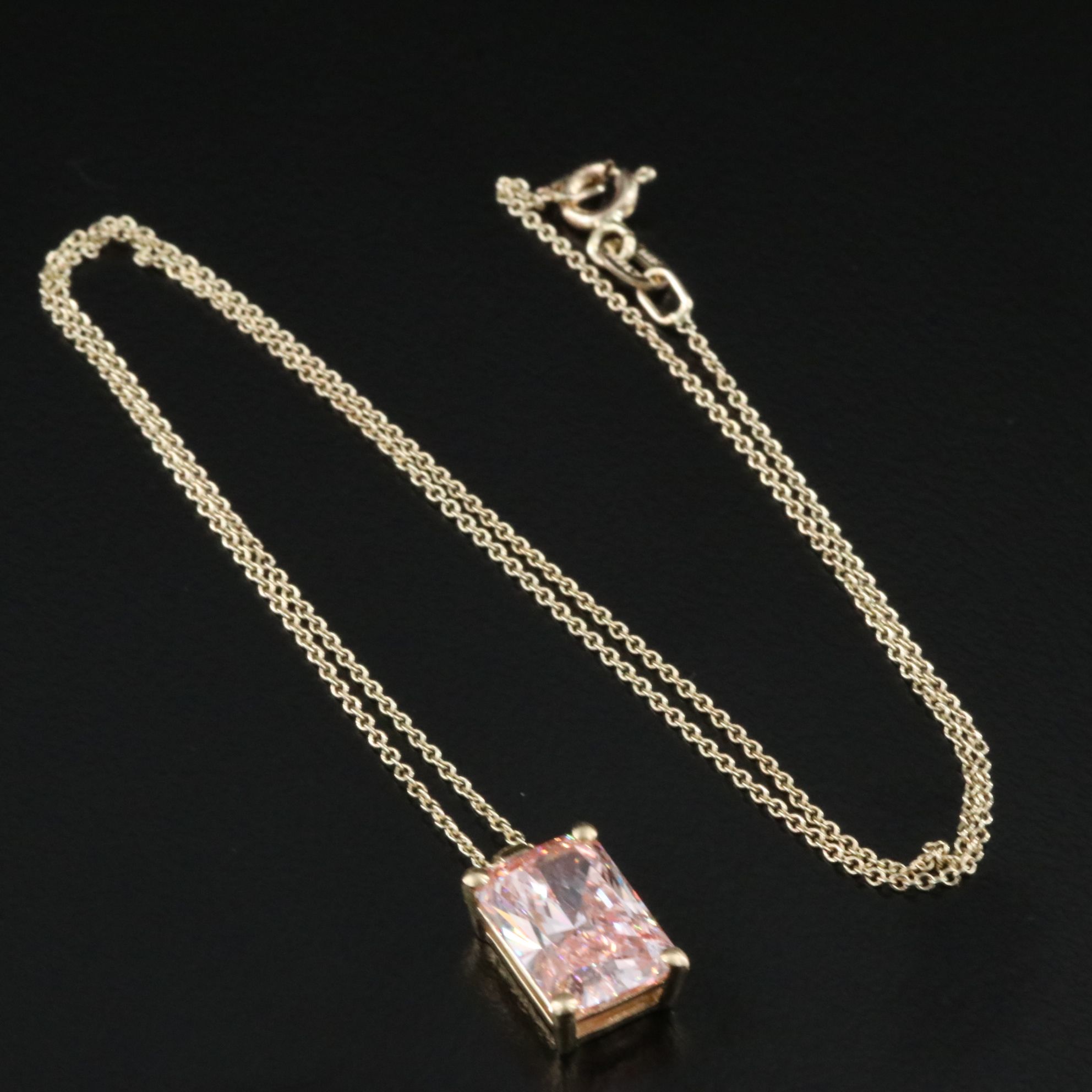 14K 4.03 CT Fancy Intense Pink Lab Grown Diamond Necklace with IGI Report