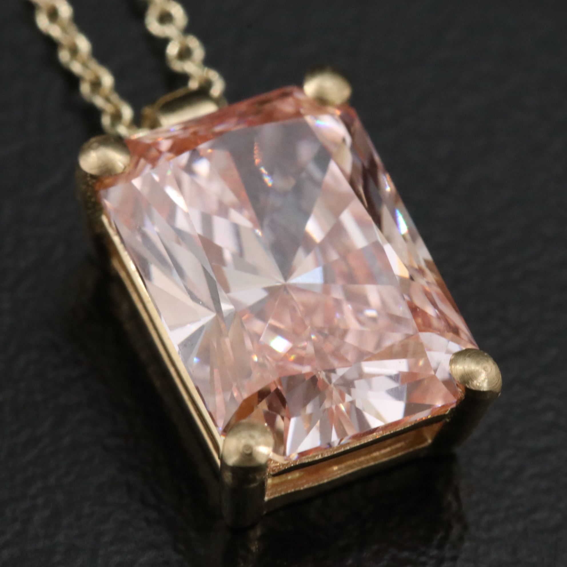 14K 4.03 CT Fancy Intense Pink Lab Grown Diamond Necklace with IGI Report