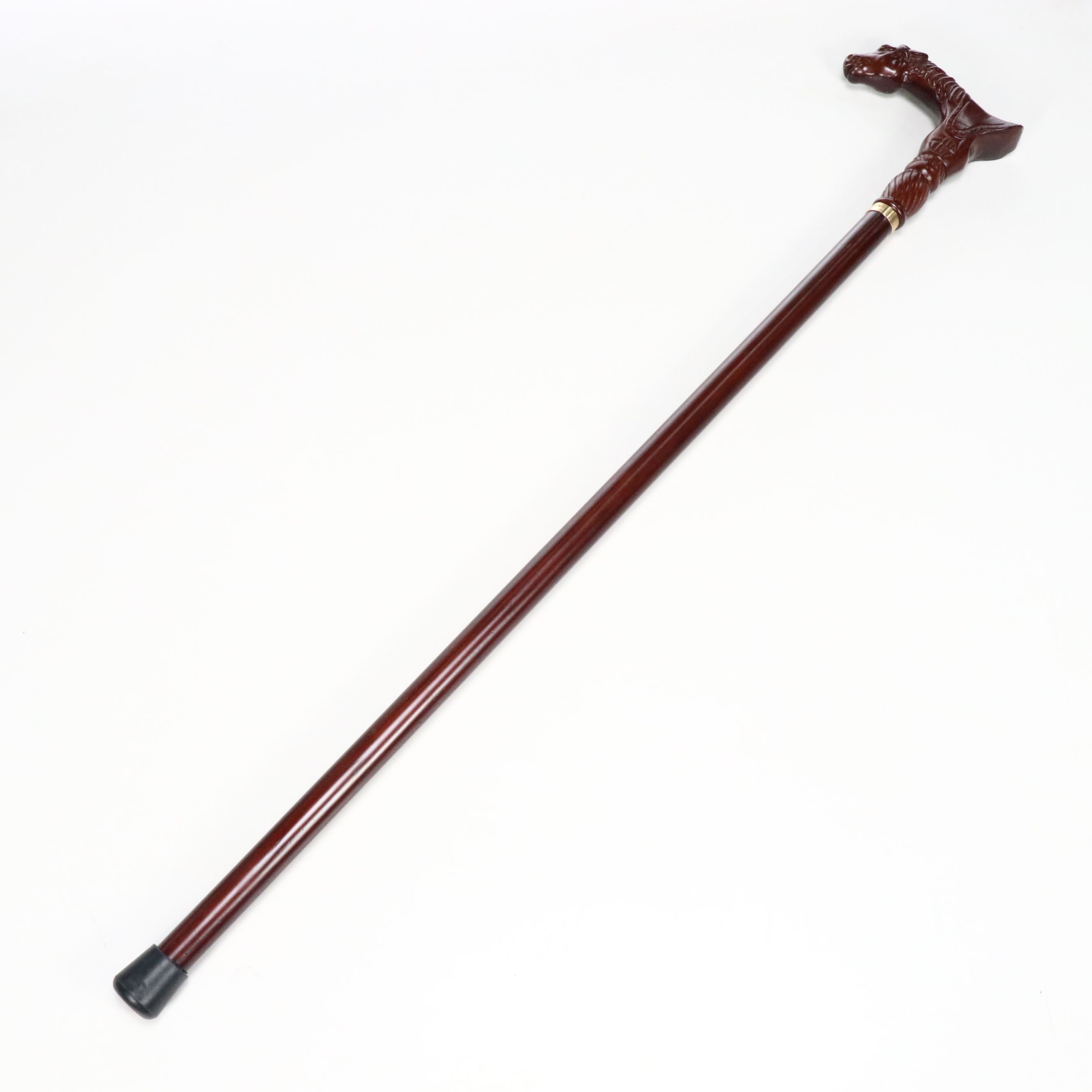 Carved Horse Derby-Handled Walking Cane