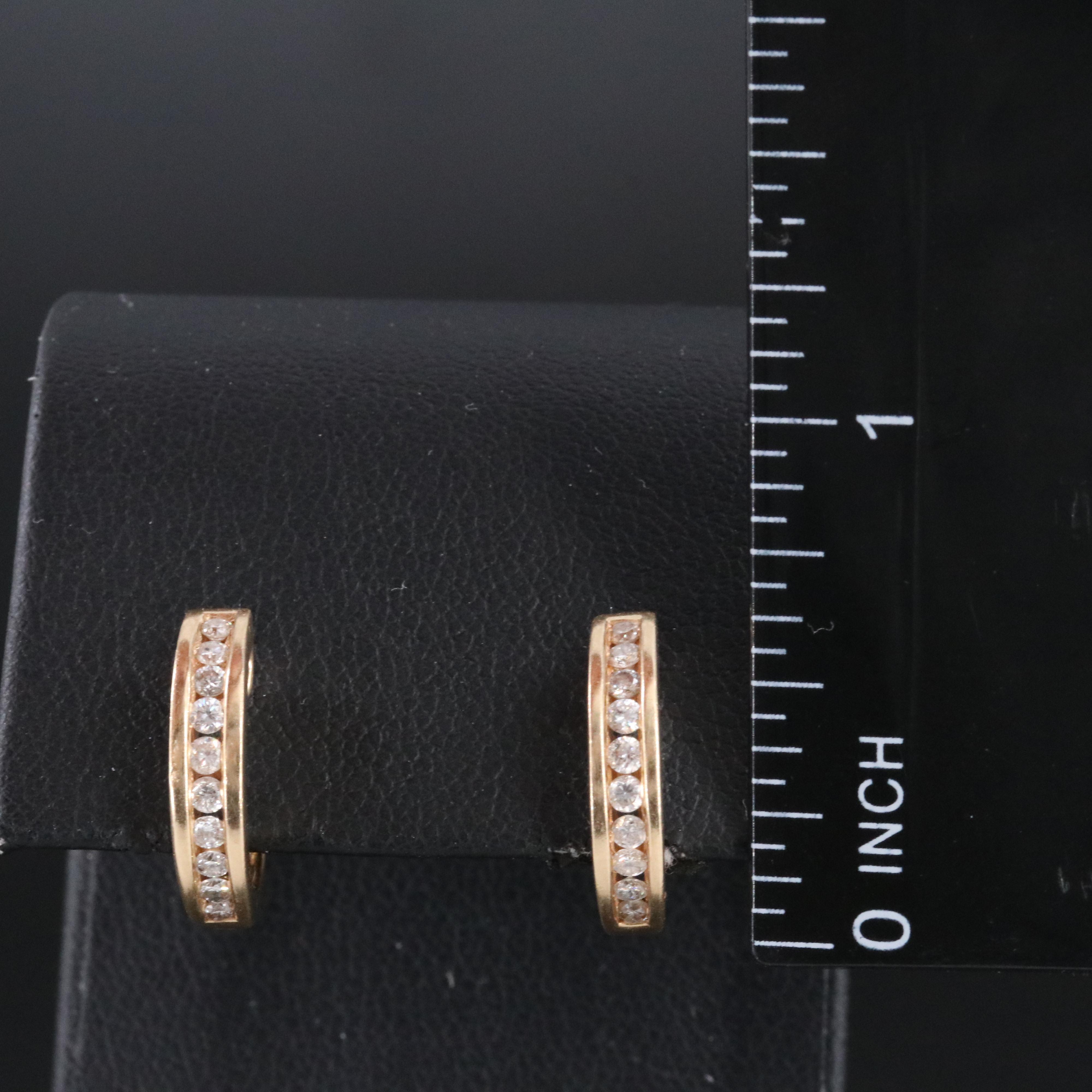 14K 0.35 CTW Diamond Inlay Hoop Earrings